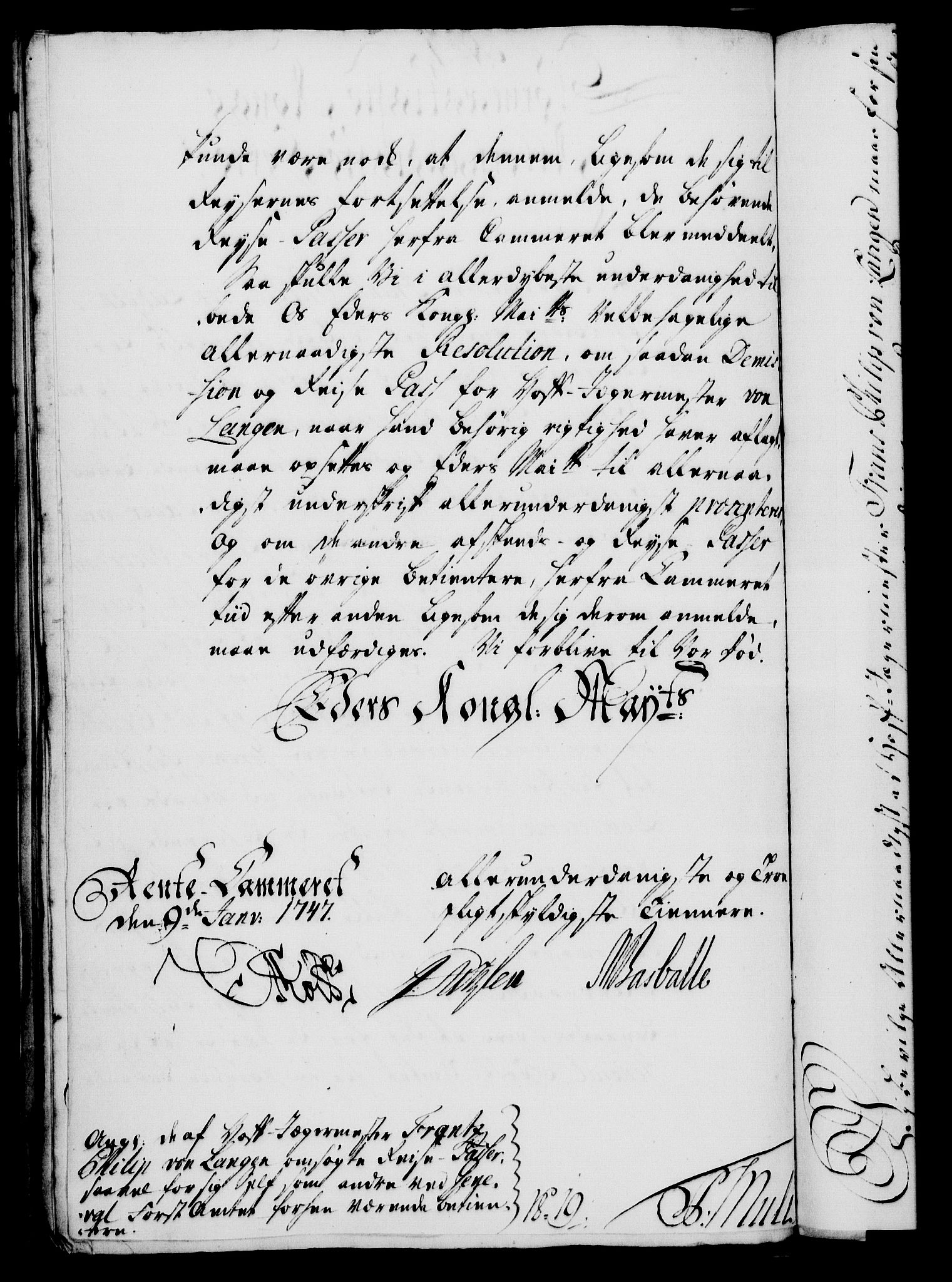 Rentekammeret, Kammerkanselliet, RA/EA-3111/G/Gf/Gfa/L0029: Norsk relasjons- og resolusjonsprotokoll (merket RK 52.29), 1746-1747, s. 207