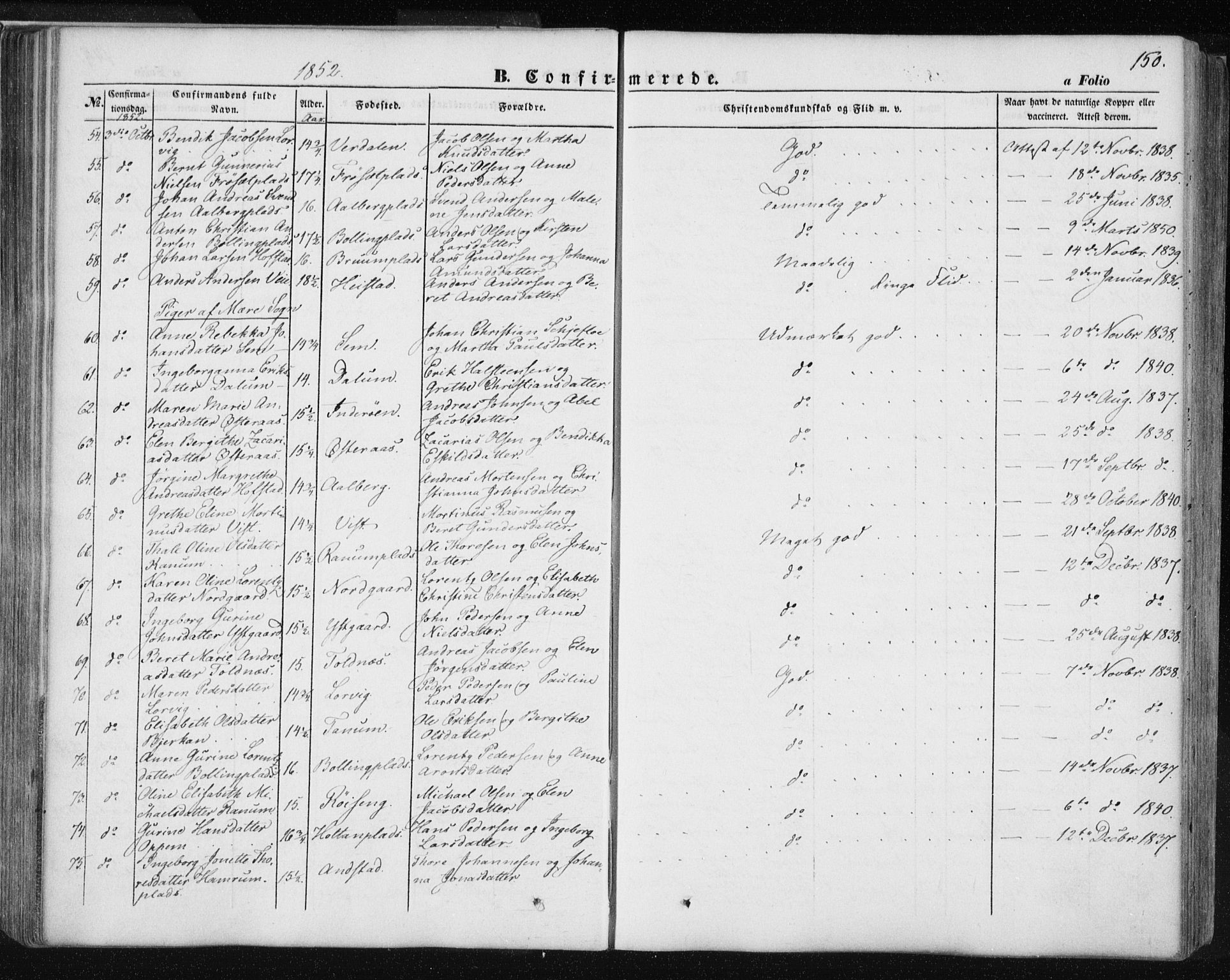 Ministerialprotokoller, klokkerbøker og fødselsregistre - Nord-Trøndelag, SAT/A-1458/735/L0342: Ministerialbok nr. 735A07 /1, 1849-1862, s. 150