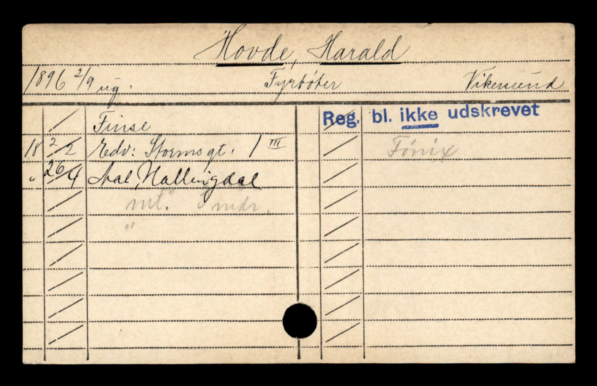 Oslo folkeregister, Registerkort, SAO/A-11715/D/Da/L0037: Menn: Hovde Harald - Irgens Niels, 1906-1919