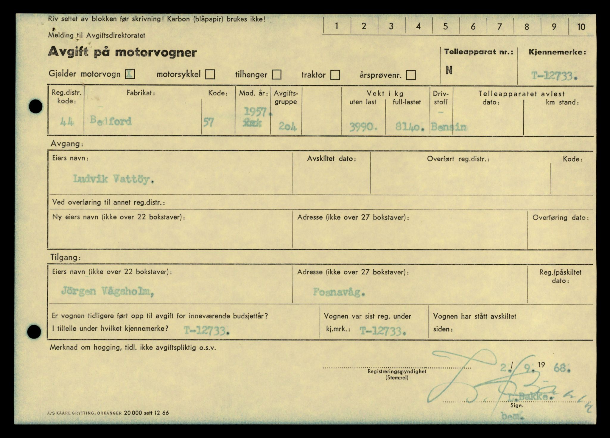 Møre og Romsdal vegkontor - Ålesund trafikkstasjon, AV/SAT-A-4099/F/Fe/L0035: Registreringskort for kjøretøy T 12653 - T 12829, 1927-1998, s. 1520