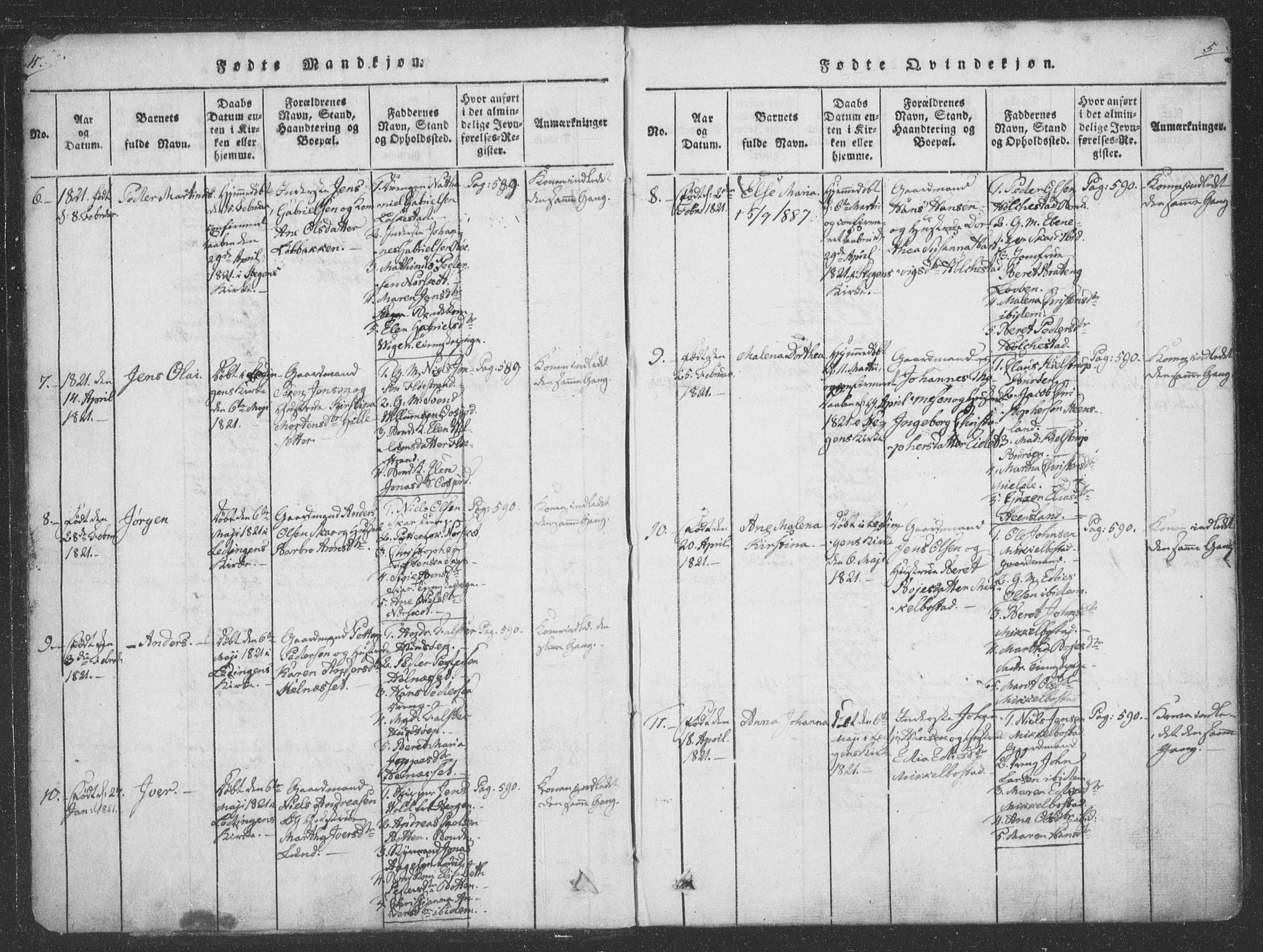 Ministerialprotokoller, klokkerbøker og fødselsregistre - Nordland, AV/SAT-A-1459/855/L0798: Ministerialbok nr. 855A06, 1821-1835, s. 4-5