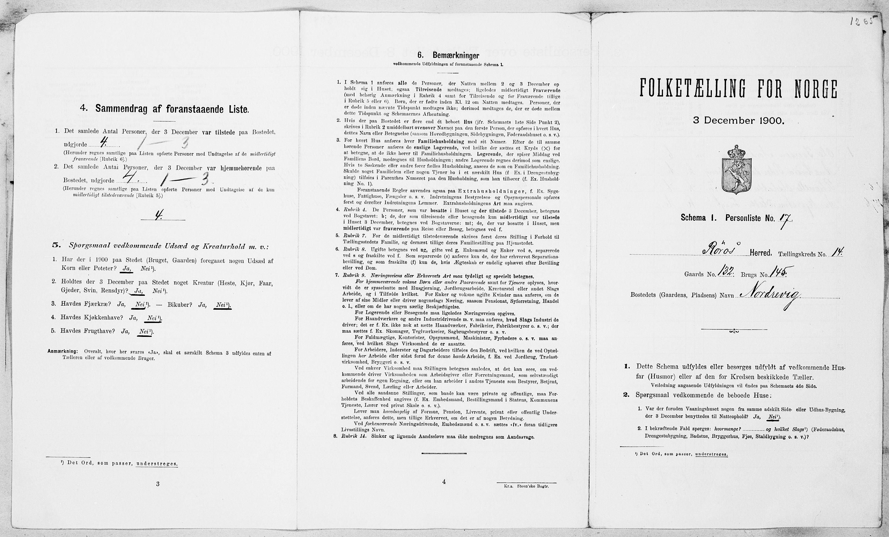 SAT, Folketelling 1900 for 1640 Røros herred, 1900, s. 1536