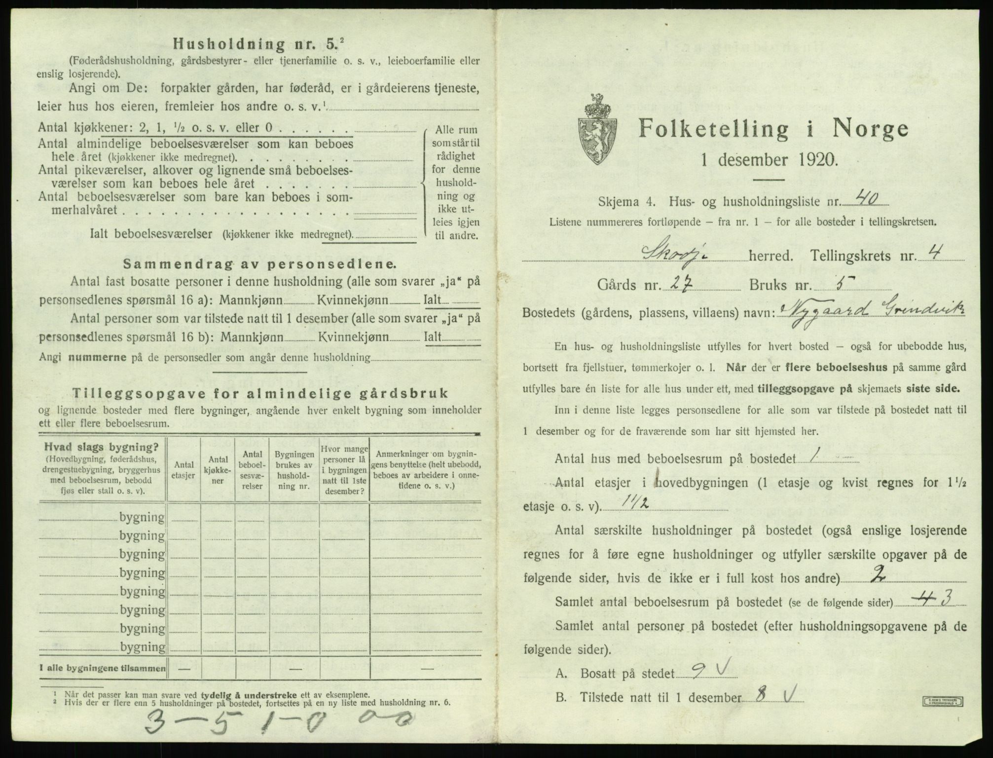 SAT, Folketelling 1920 for 1529 Skodje herred, 1920, s. 333