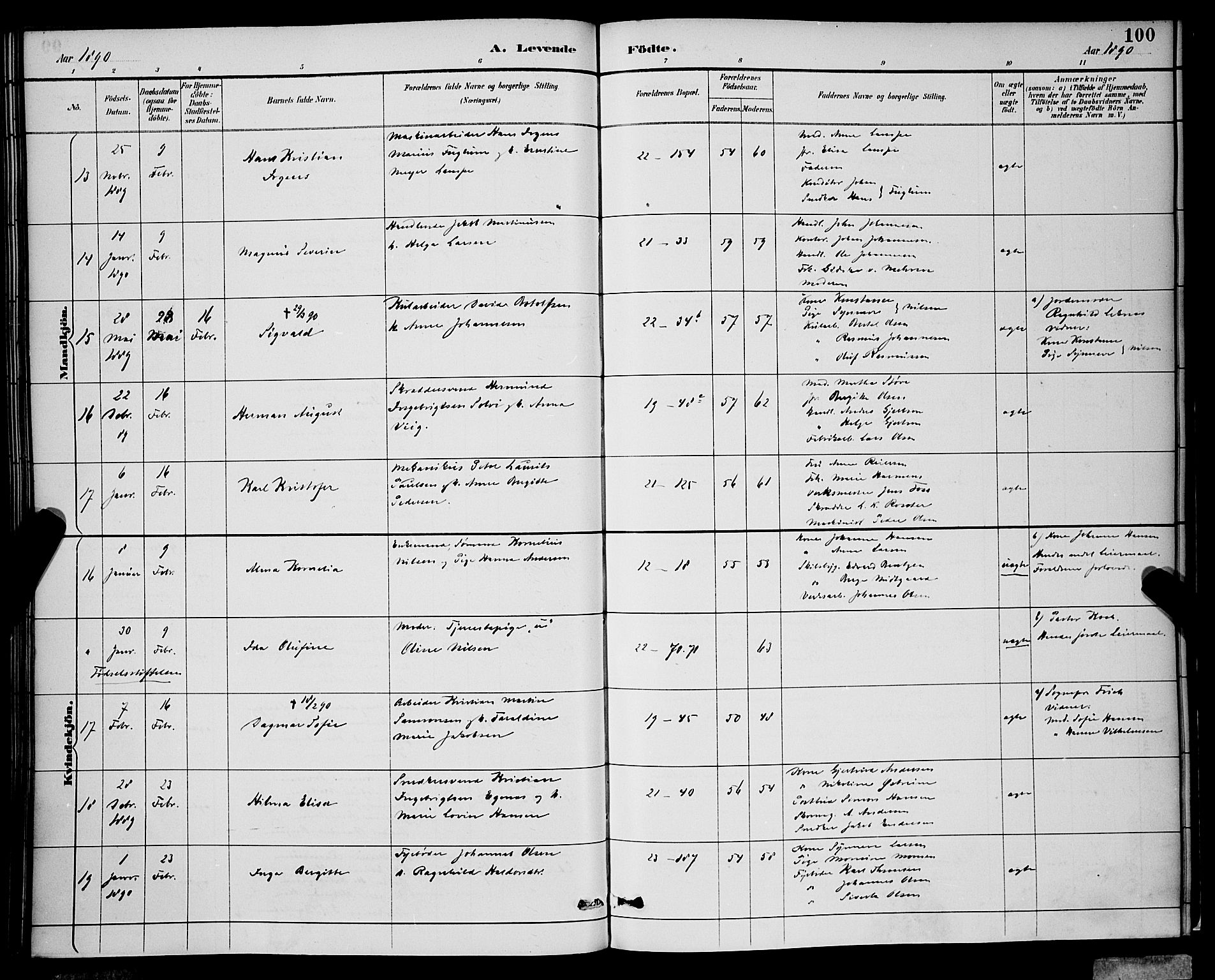 Korskirken sokneprestembete, AV/SAB-A-76101/H/Hab: Klokkerbok nr. B 9, 1887-1896, s. 100