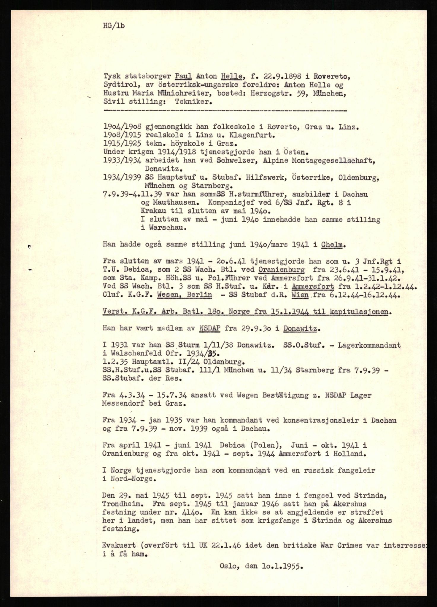 Forsvaret, Forsvarets overkommando II, AV/RA-RAFA-3915/D/Db/L0012: CI Questionaires. Tyske okkupasjonsstyrker i Norge. Tyskere., 1945-1946, s. 367