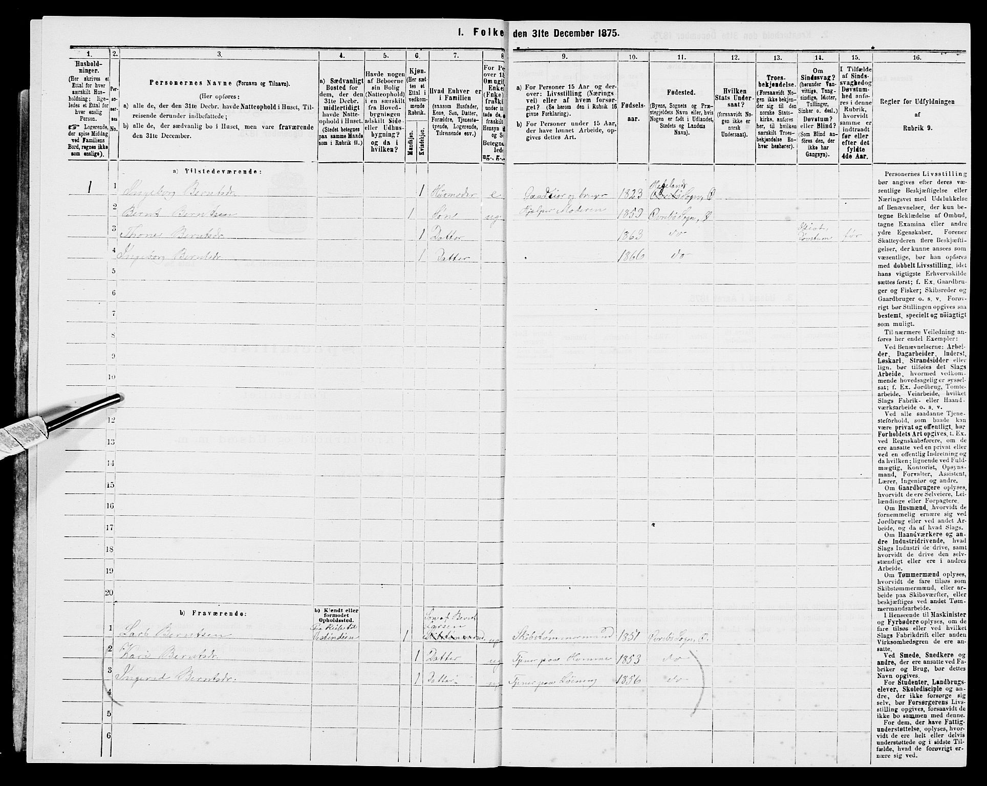 SAK, Folketelling 1875 for 1016P Øvrebø prestegjeld, 1875, s. 34