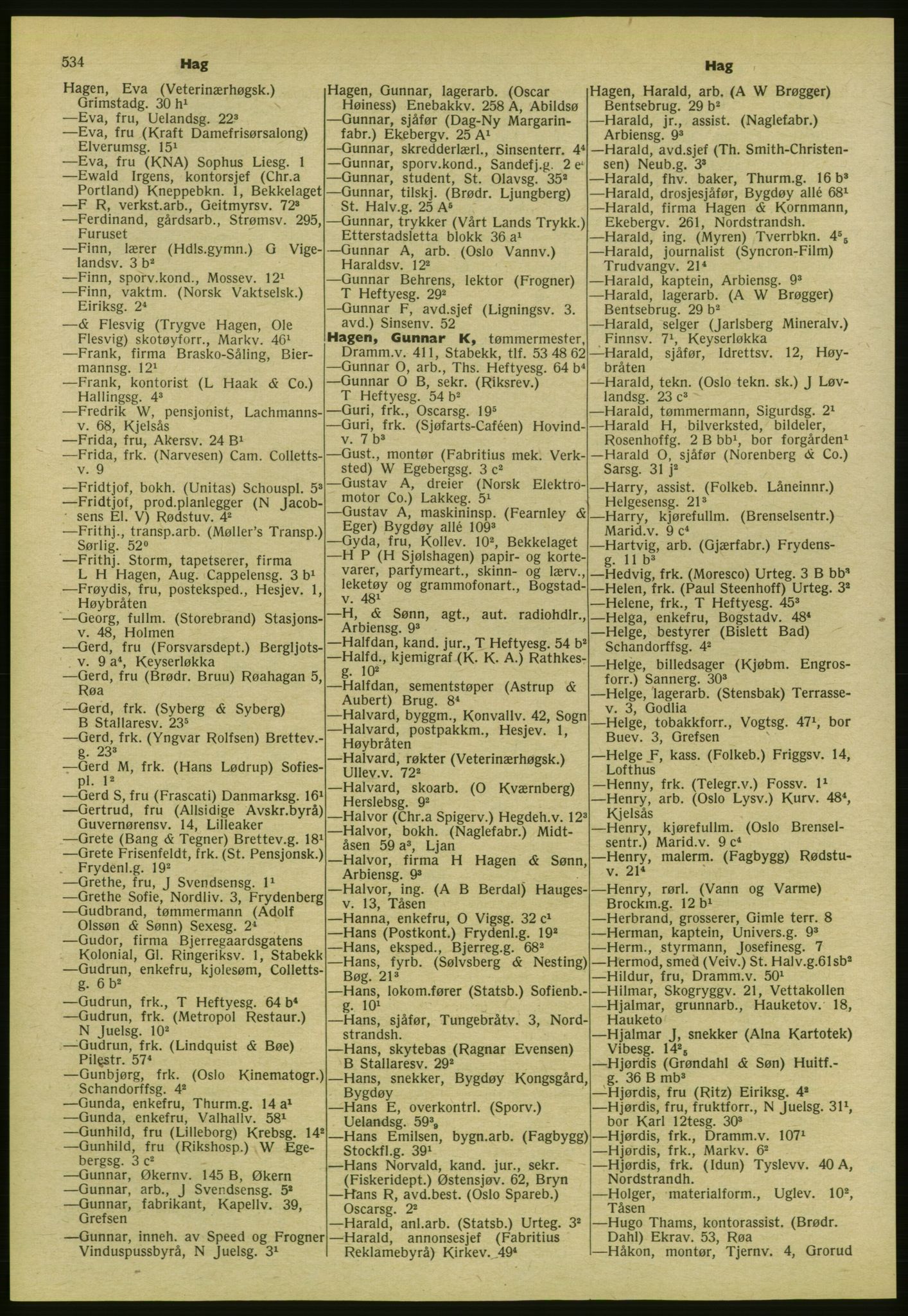 Kristiania/Oslo adressebok, PUBL/-, 1954, s. 534