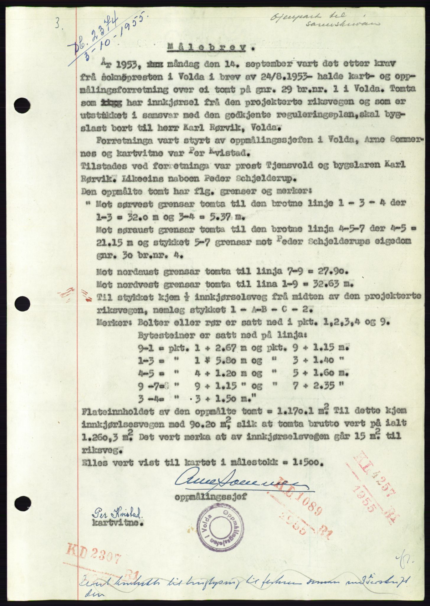 Søre Sunnmøre sorenskriveri, SAT/A-4122/1/2/2C/L0102: Pantebok nr. 28A, 1955-1956, Dagboknr: 2374/1955