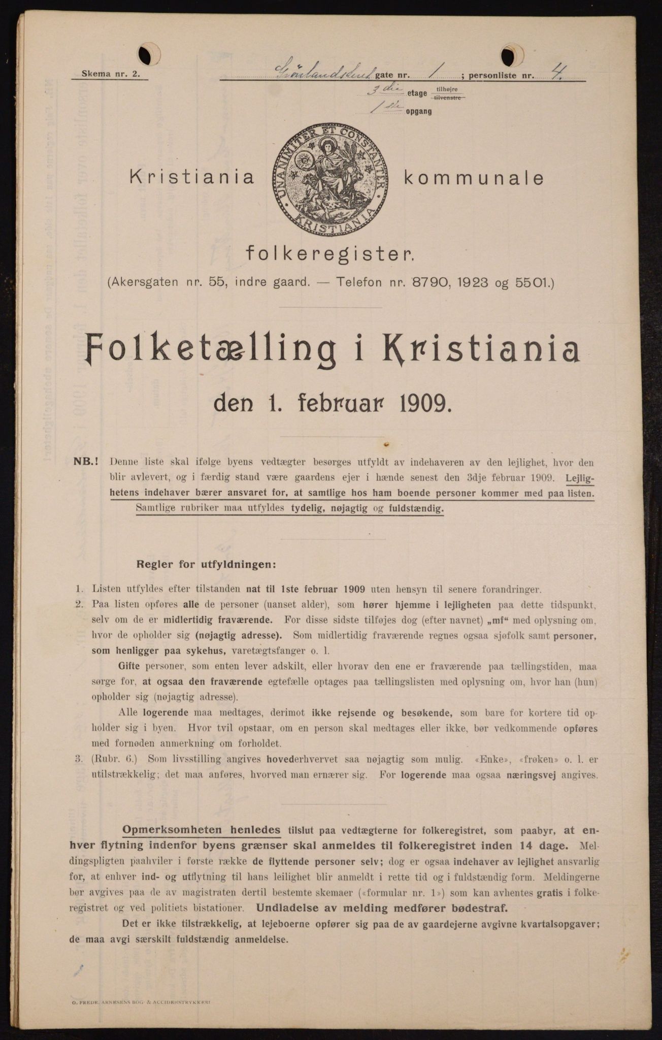 OBA, Kommunal folketelling 1.2.1909 for Kristiania kjøpstad, 1909, s. 28727