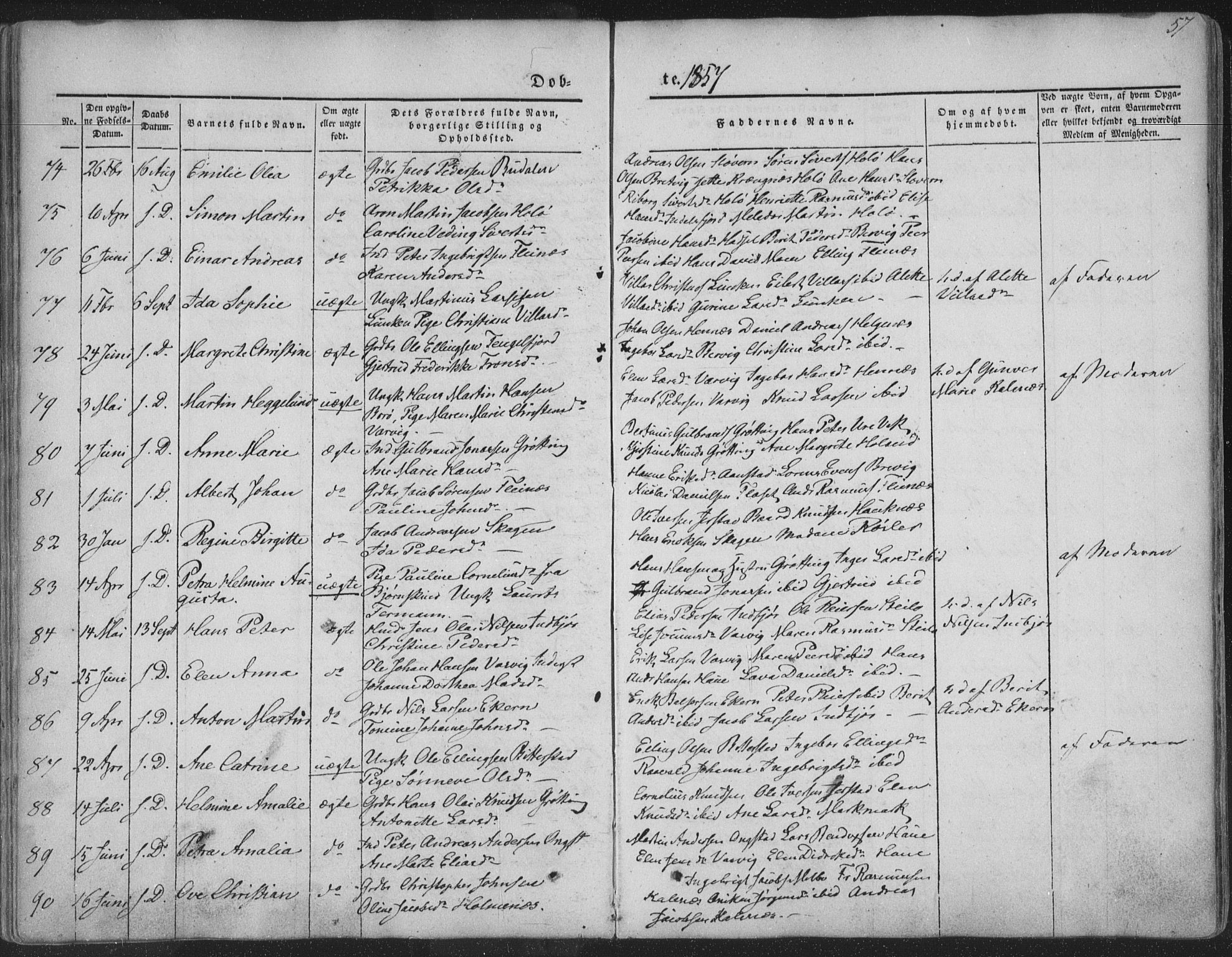 Ministerialprotokoller, klokkerbøker og fødselsregistre - Nordland, AV/SAT-A-1459/888/L1241: Ministerialbok nr. 888A07, 1849-1869, s. 57