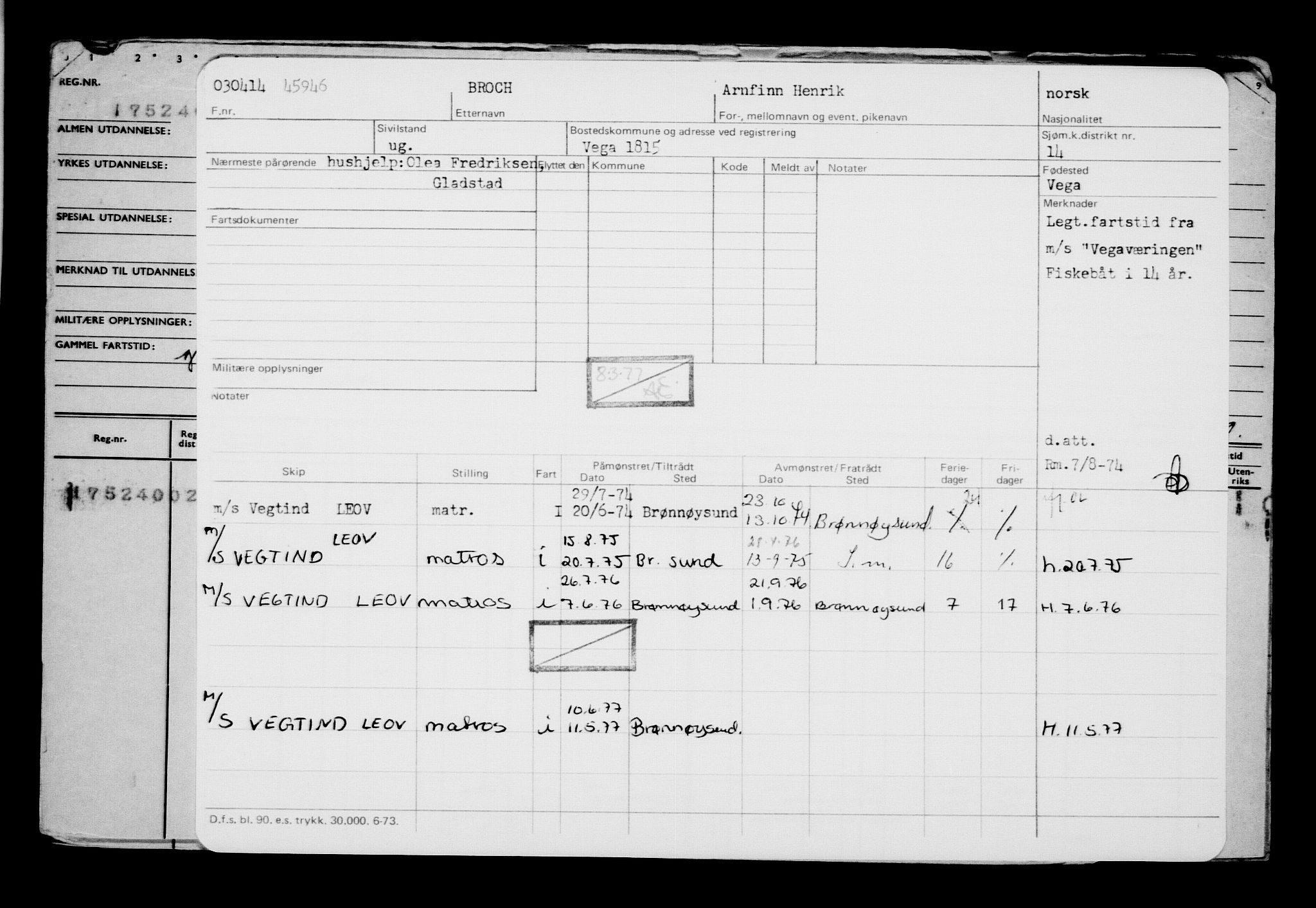 Direktoratet for sjømenn, RA/S-3545/G/Gb/L0119: Hovedkort, 1914, s. 663