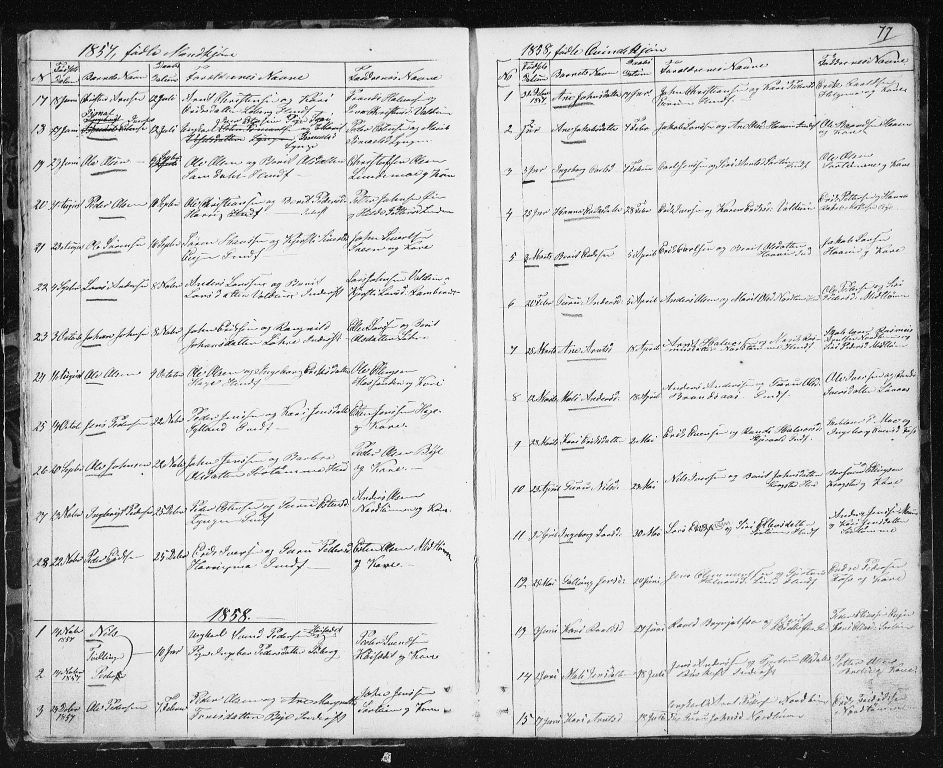 Ministerialprotokoller, klokkerbøker og fødselsregistre - Sør-Trøndelag, AV/SAT-A-1456/692/L1110: Klokkerbok nr. 692C05, 1849-1889, s. 77