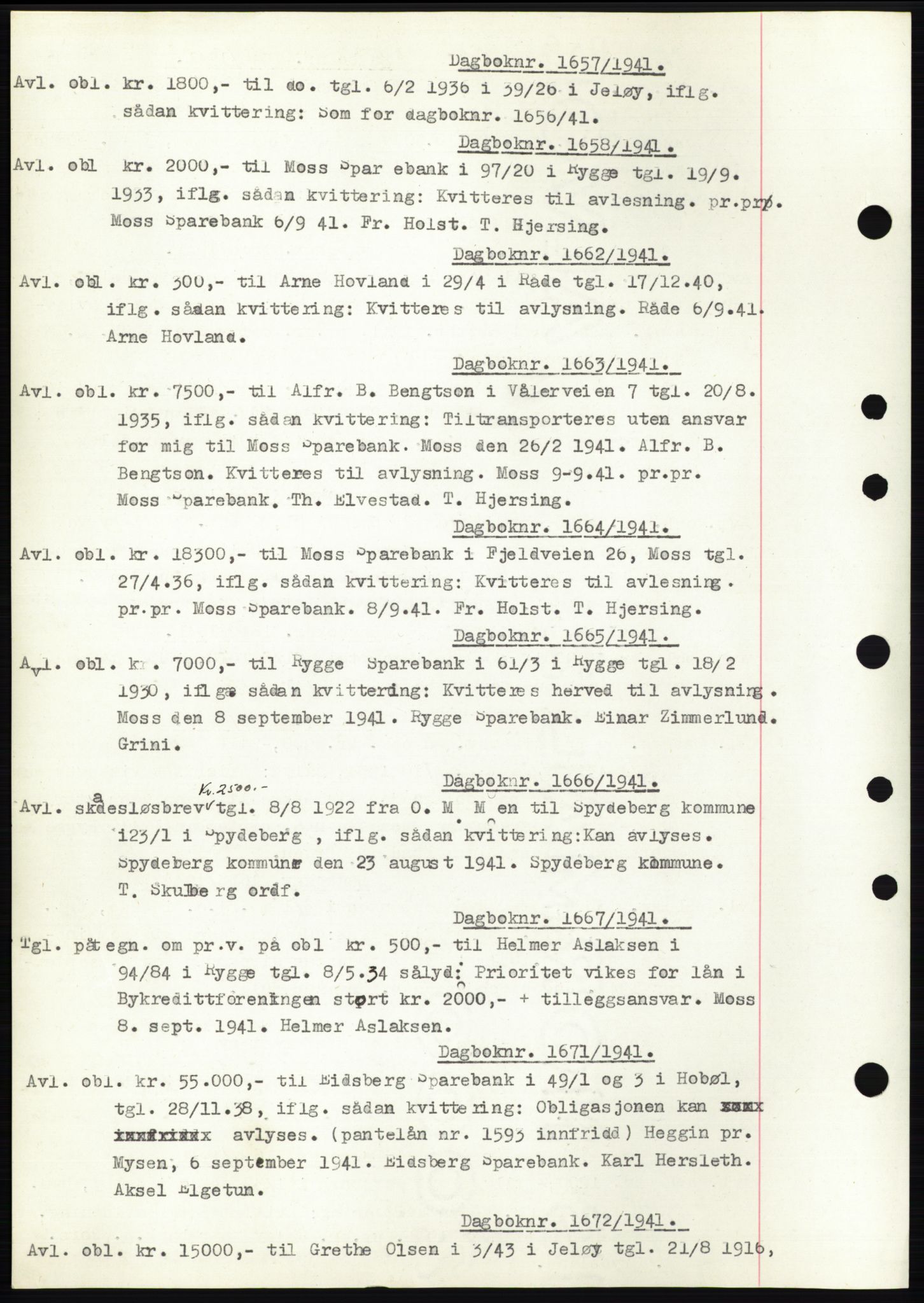 Moss sorenskriveri, SAO/A-10168: Pantebok nr. C10, 1938-1950, Dagboknr: 1657/1941