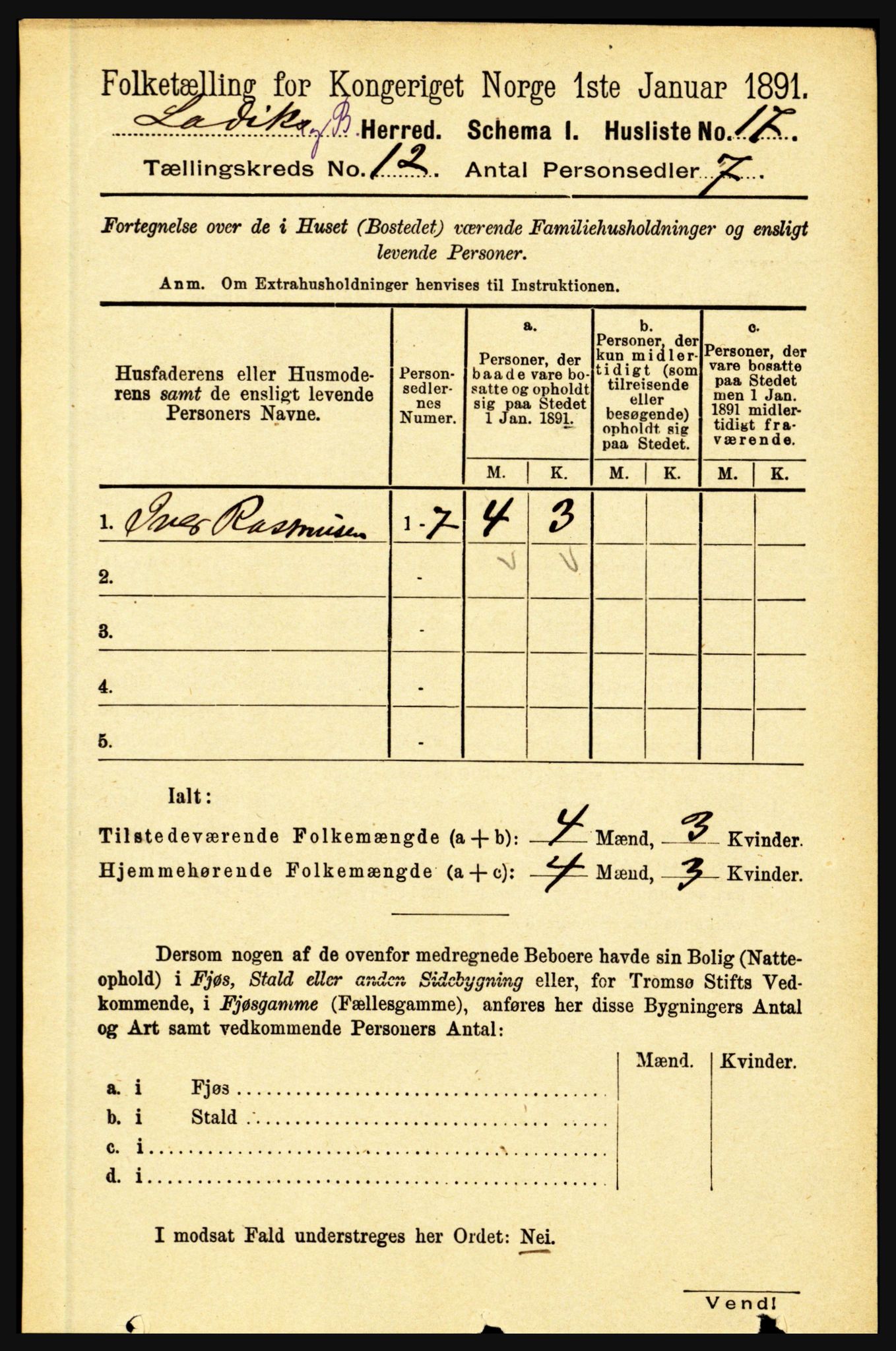 RA, Folketelling 1891 for 1415 Lavik og Brekke herred, 1891, s. 2345