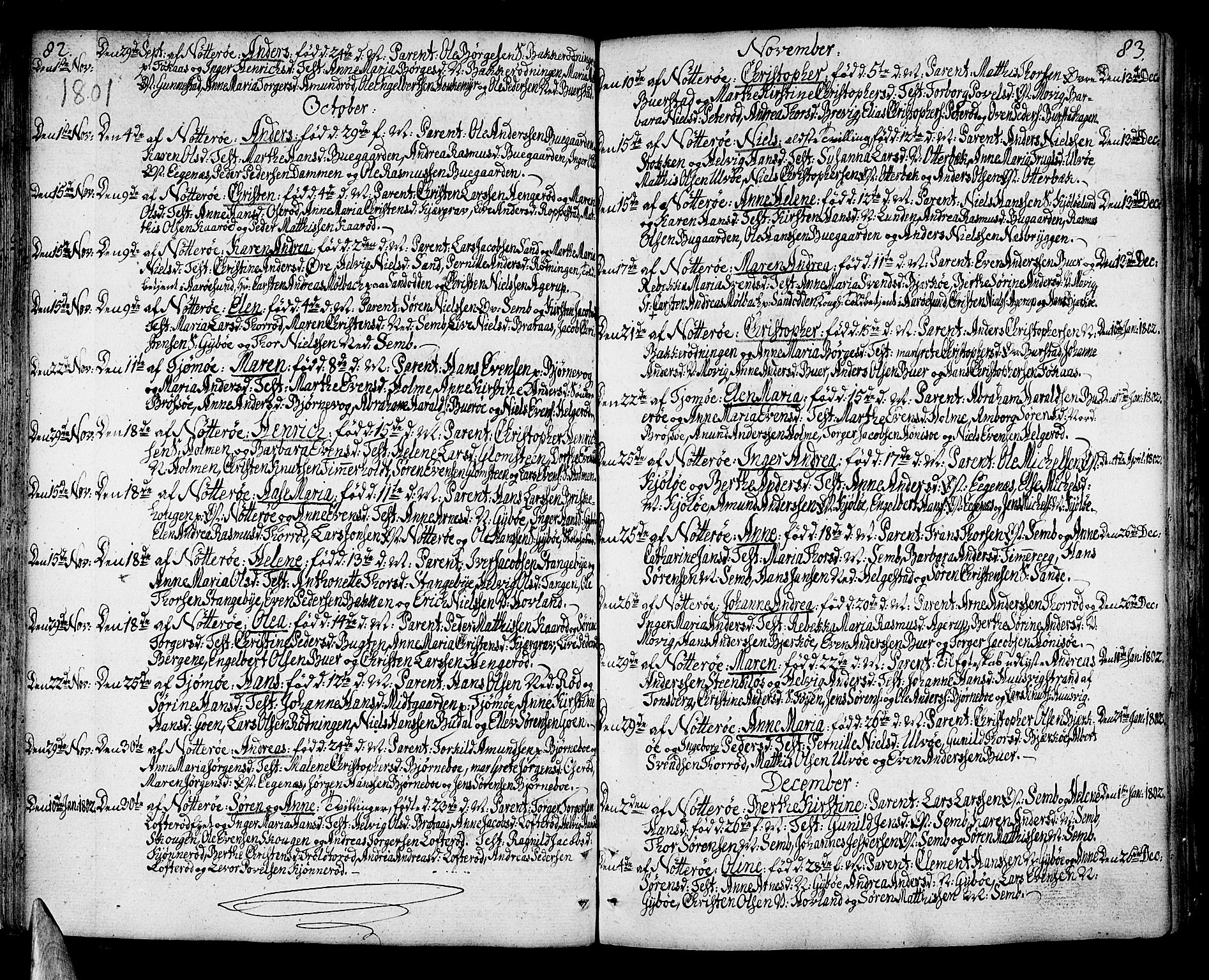 Nøtterøy kirkebøker, AV/SAKO-A-354/F/Fa/L0003: Ministerialbok nr. I 3, 1791-1814, s. 82-83