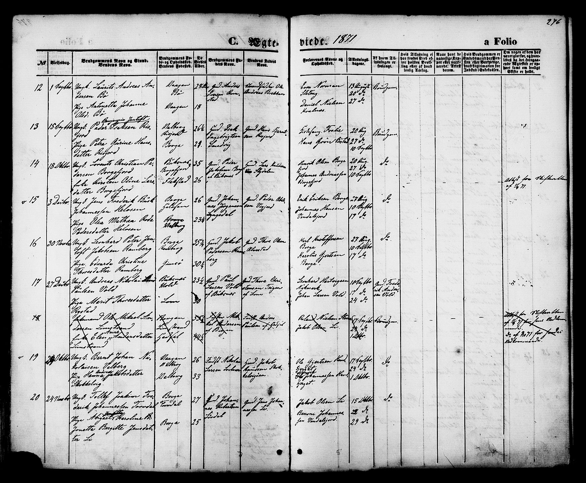 Ministerialprotokoller, klokkerbøker og fødselsregistre - Nordland, SAT/A-1459/880/L1132: Ministerialbok nr. 880A06, 1869-1887, s. 276