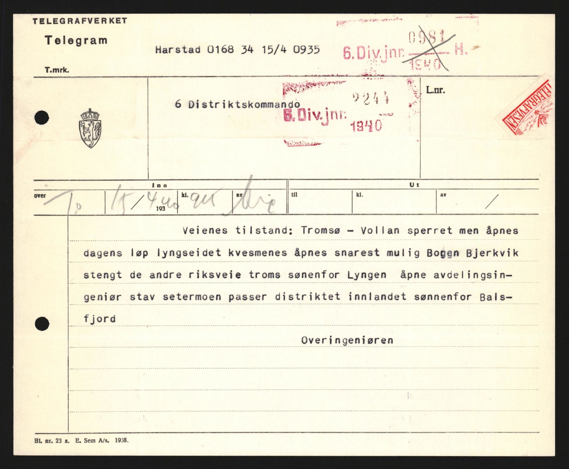 Forsvaret, Forsvarets krigshistoriske avdeling, AV/RA-RAFA-2017/Y/Yb/L0123: II-C-11-600  -  6. Divisjon med avdelinger, 1940, s. 242