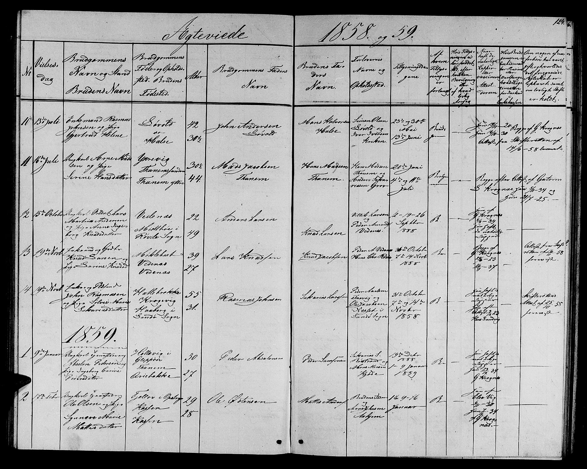 Ministerialprotokoller, klokkerbøker og fødselsregistre - Møre og Romsdal, SAT/A-1454/501/L0015: Klokkerbok nr. 501C01, 1854-1867, s. 124