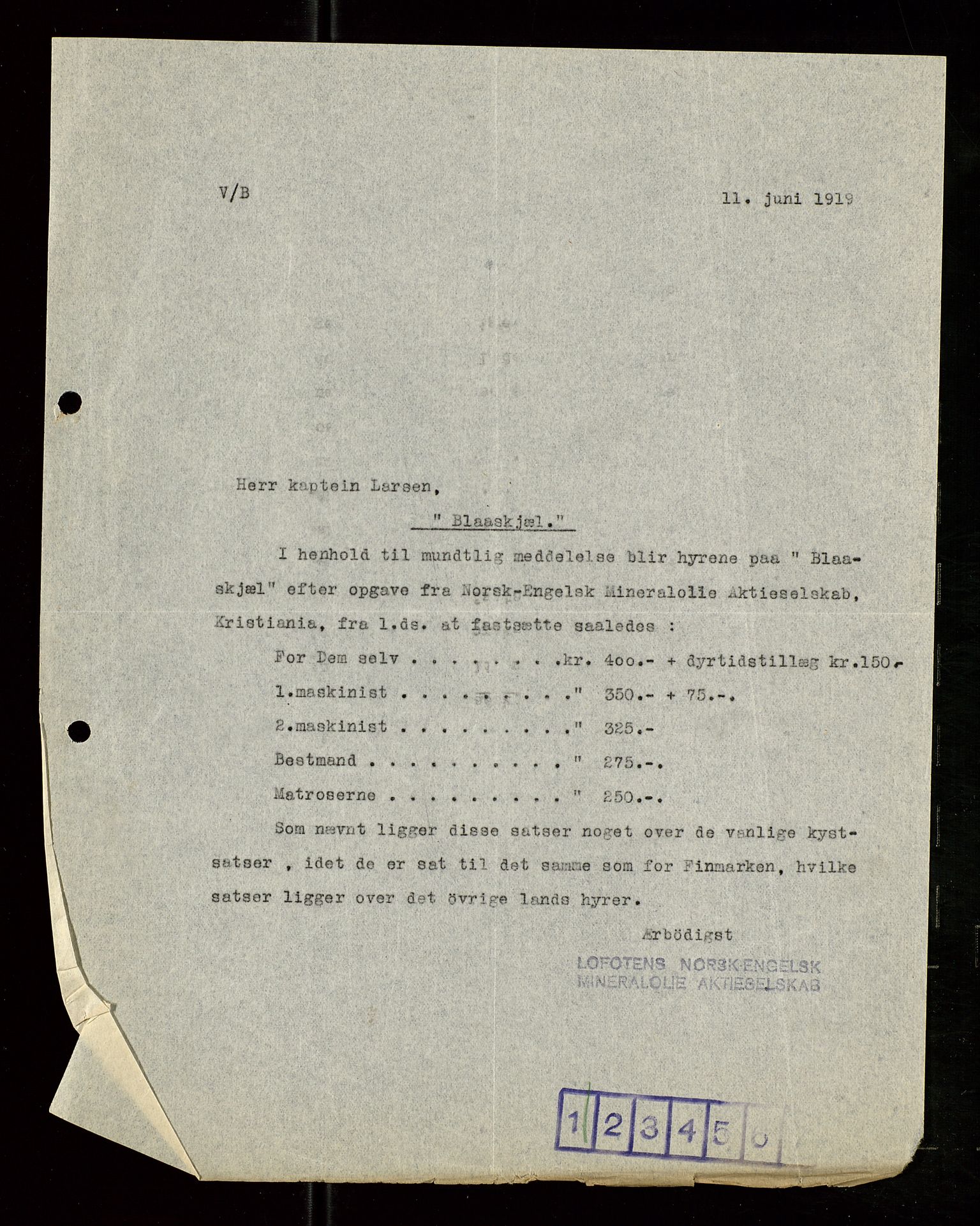 Pa 1521 - A/S Norske Shell, AV/SAST-A-101915/E/Ea/Eaa/L0007: Sjefskorrespondanse, 1919, s. 503