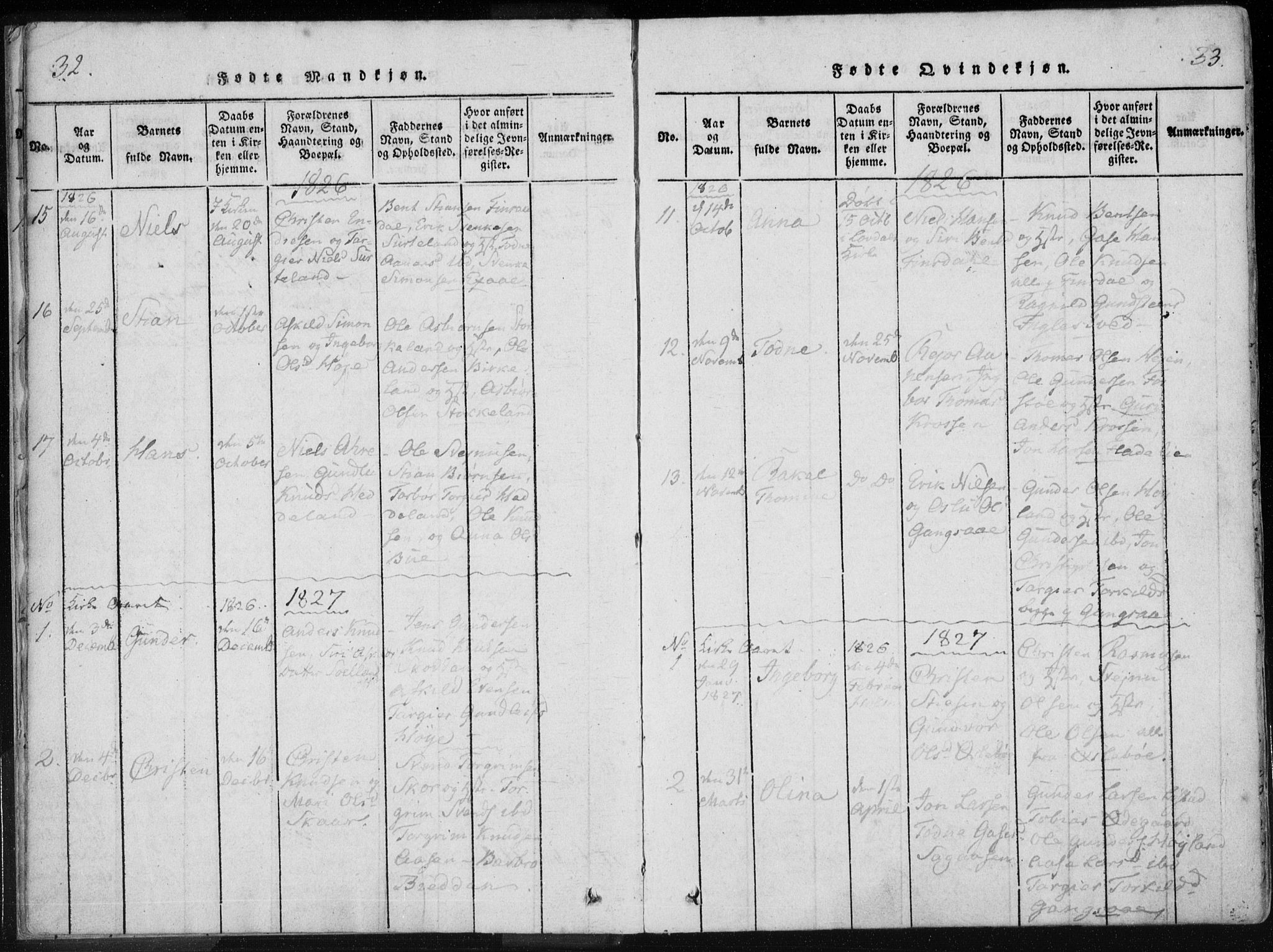 Holum sokneprestkontor, SAK/1111-0022/F/Fa/Fac/L0002: Ministerialbok nr. A 2, 1821-1859, s. 32-33