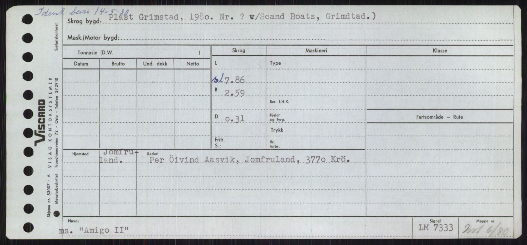 Sjøfartsdirektoratet med forløpere, Skipsmålingen, RA/S-1627/H/Ha/L0001/0001: Fartøy, A-Eig / Fartøy A-Bjøn, s. 189