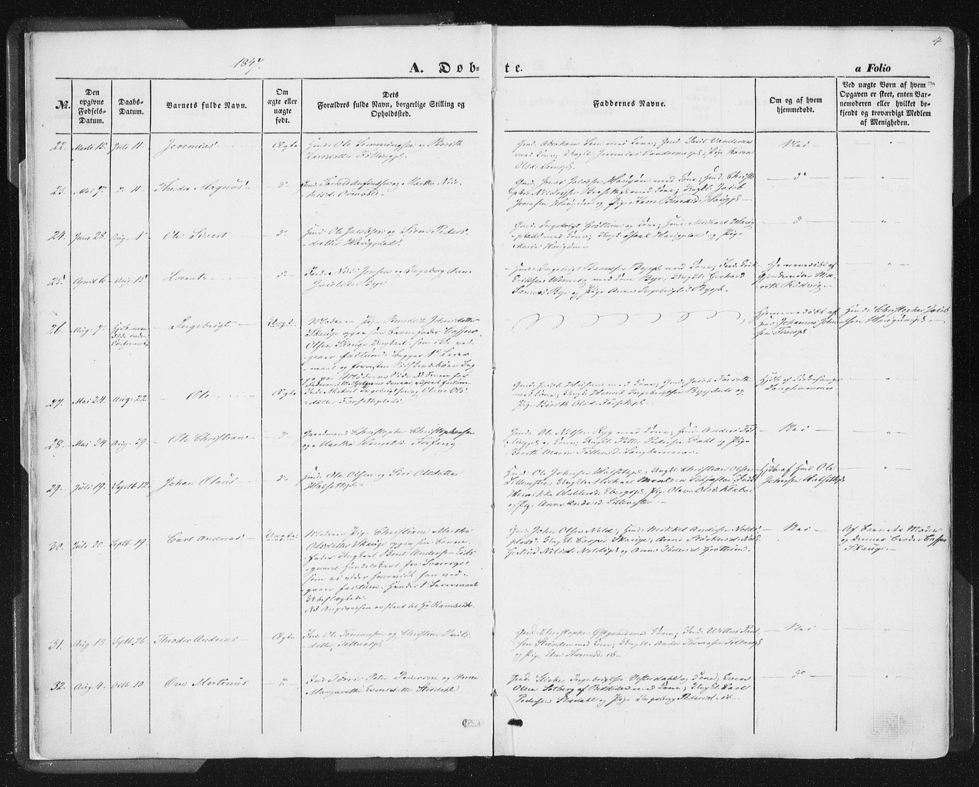 Ministerialprotokoller, klokkerbøker og fødselsregistre - Nord-Trøndelag, SAT/A-1458/746/L0446: Ministerialbok nr. 746A05, 1846-1859, s. 4