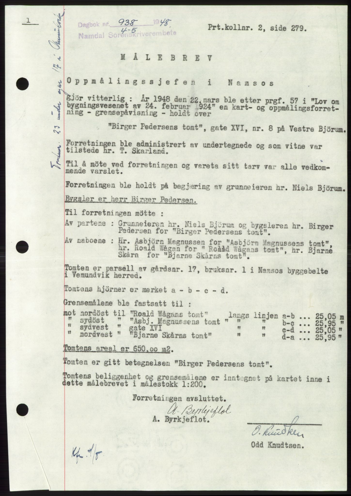 Namdal sorenskriveri, SAT/A-4133/1/2/2C: Pantebok nr. -, 1947-1948, Dagboknr: 938/1948