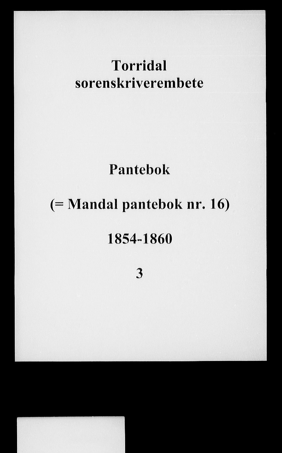 Torridal sorenskriveri, AV/SAK-1221-0012/G/Gb/Gba/L0004: Pantebok nr. 3, 1854-1860