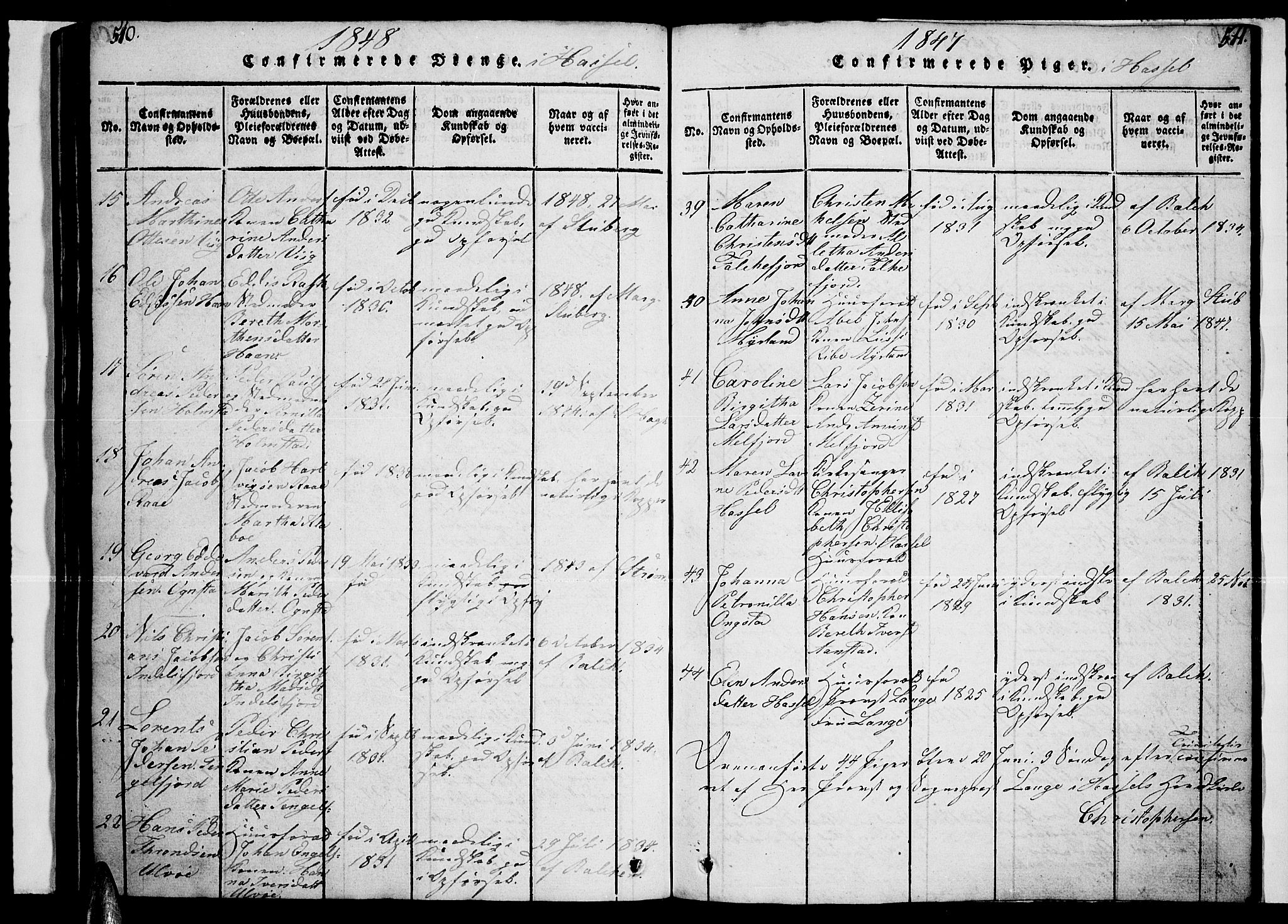 Ministerialprotokoller, klokkerbøker og fødselsregistre - Nordland, AV/SAT-A-1459/888/L1263: Klokkerbok nr. 888C02 /1, 1820-1850, s. 510-511