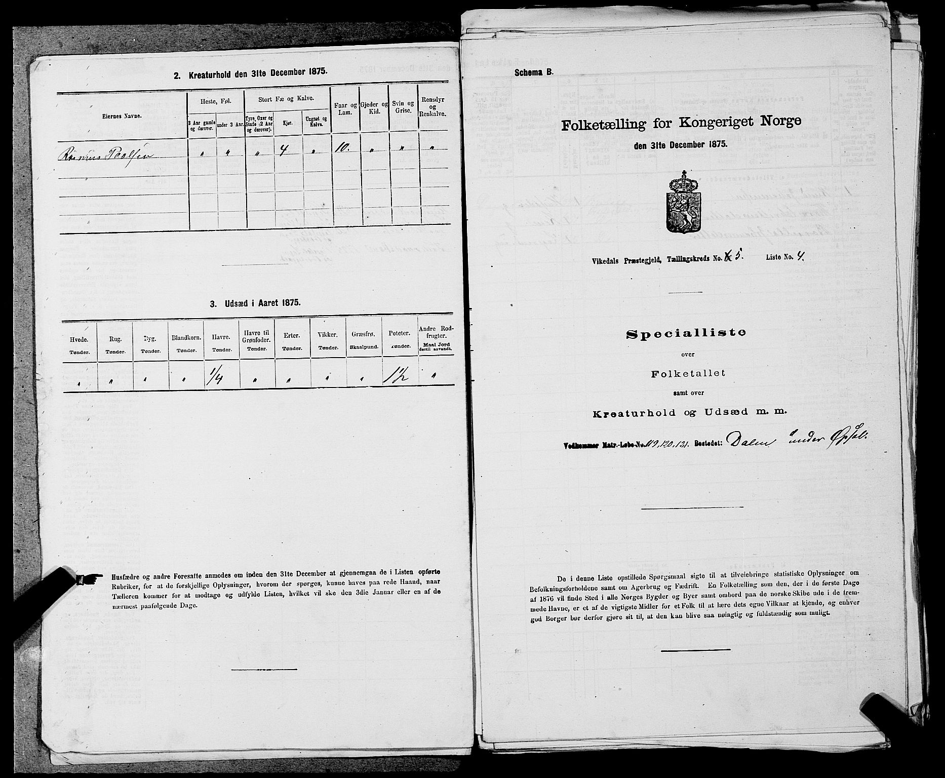 SAST, Folketelling 1875 for 1157P Vikedal prestegjeld, 1875, s. 541