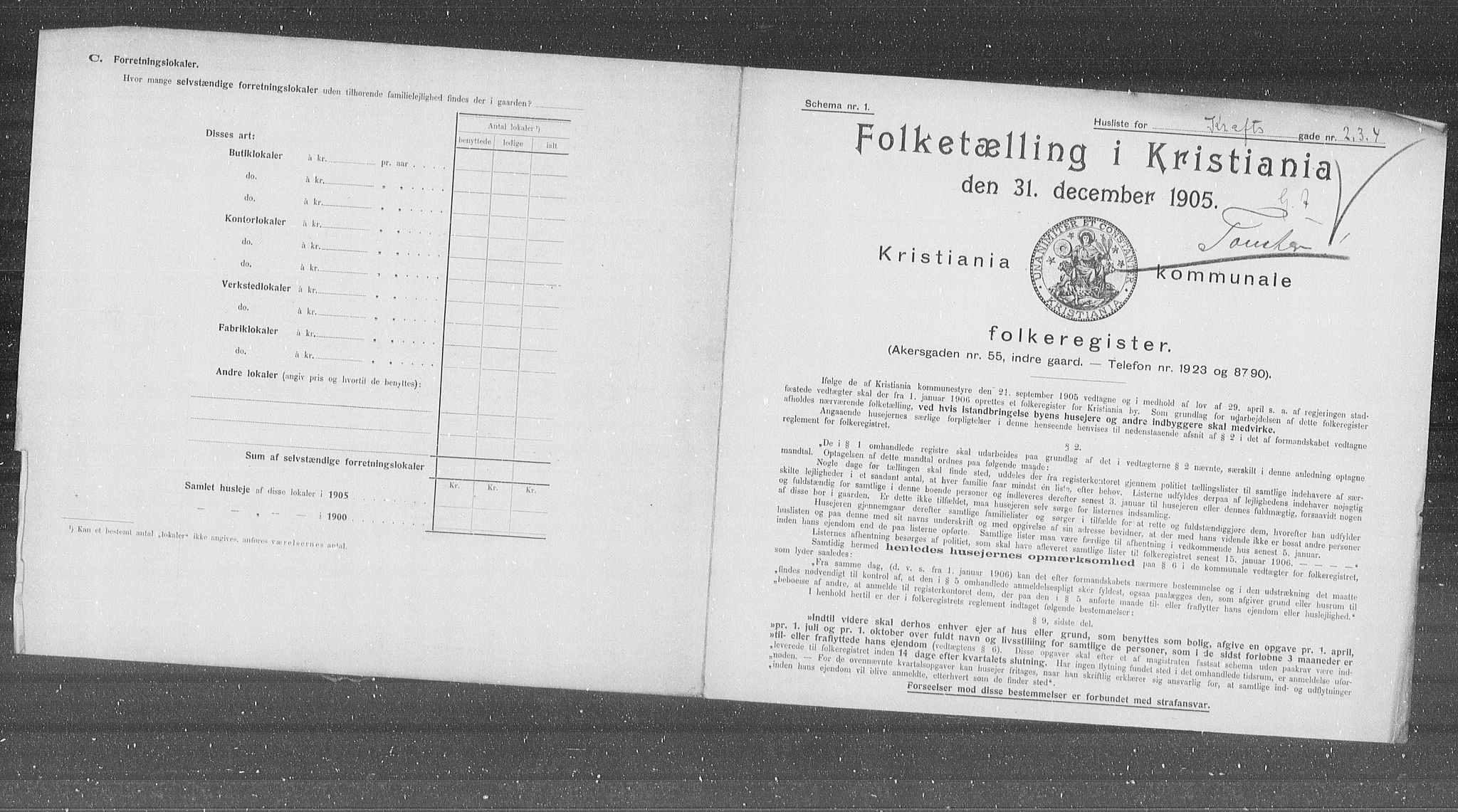 OBA, Kommunal folketelling 31.12.1905 for Kristiania kjøpstad, 1905, s. 28456