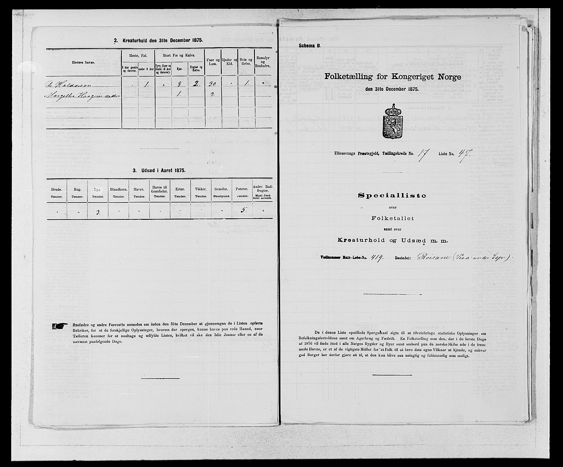 SAB, Folketelling 1875 for 1230P Ullensvang prestegjeld, 1875, s. 1839