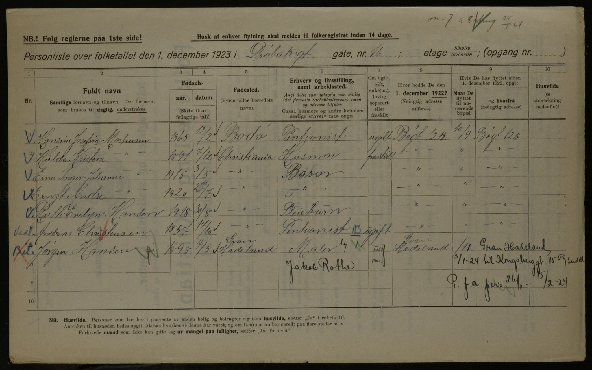 OBA, Kommunal folketelling 1.12.1923 for Kristiania, 1923, s. 19363