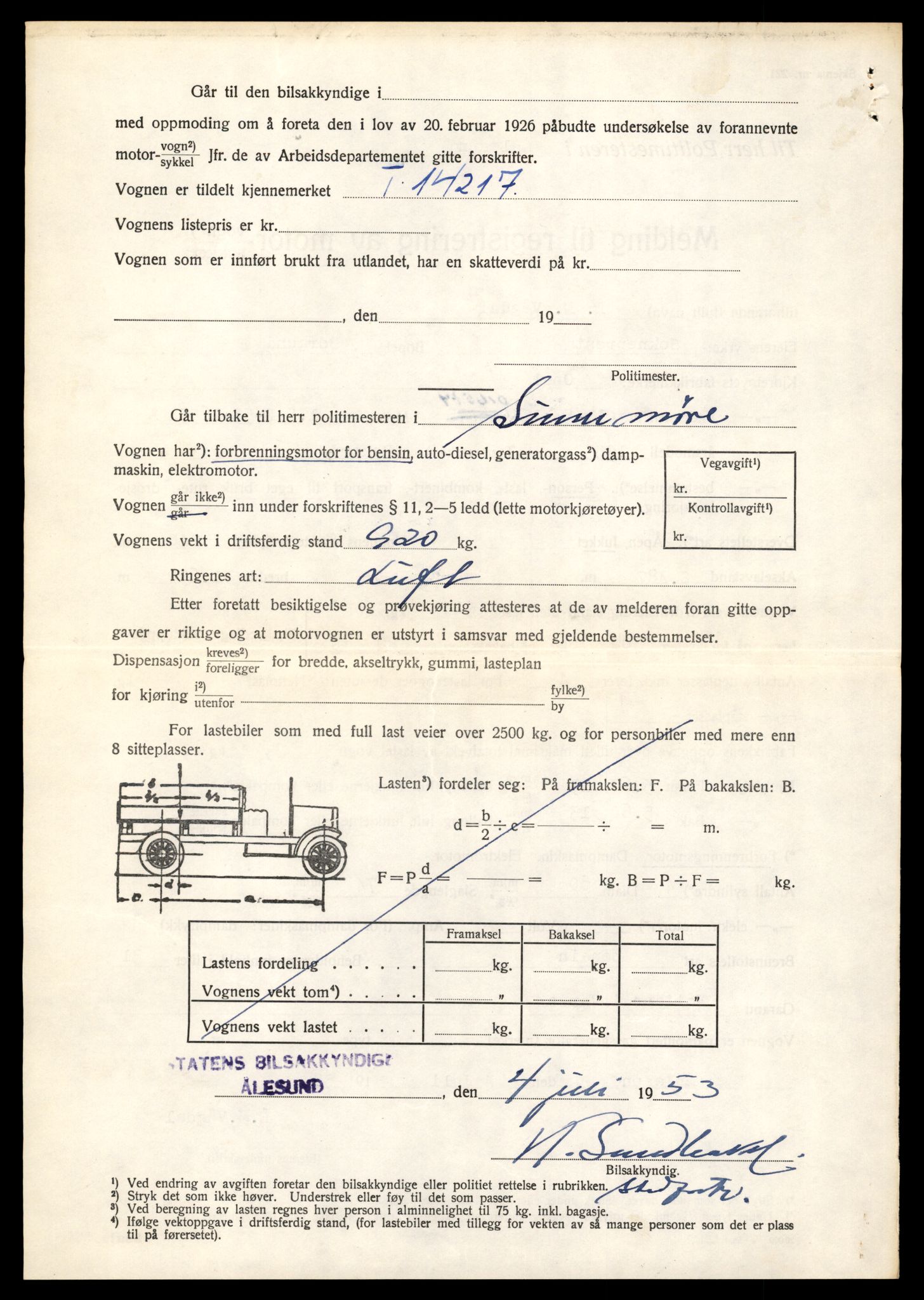 Møre og Romsdal vegkontor - Ålesund trafikkstasjon, AV/SAT-A-4099/F/Fe/L0044: Registreringskort for kjøretøy T 14205 - T 14319, 1927-1998, s. 448