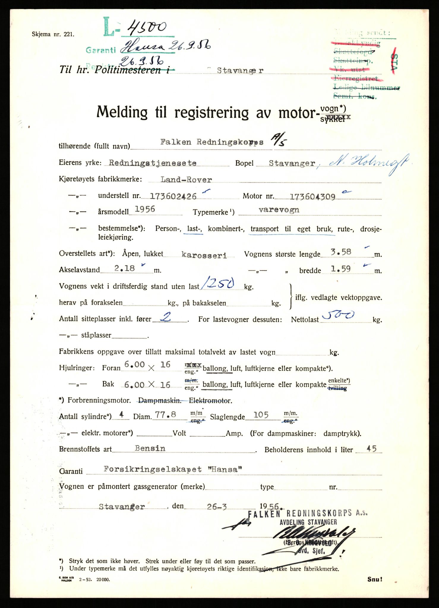 Stavanger trafikkstasjon, AV/SAST-A-101942/0/F/L0012: L-4200 - L-4699, 1930-1971, s. 1261