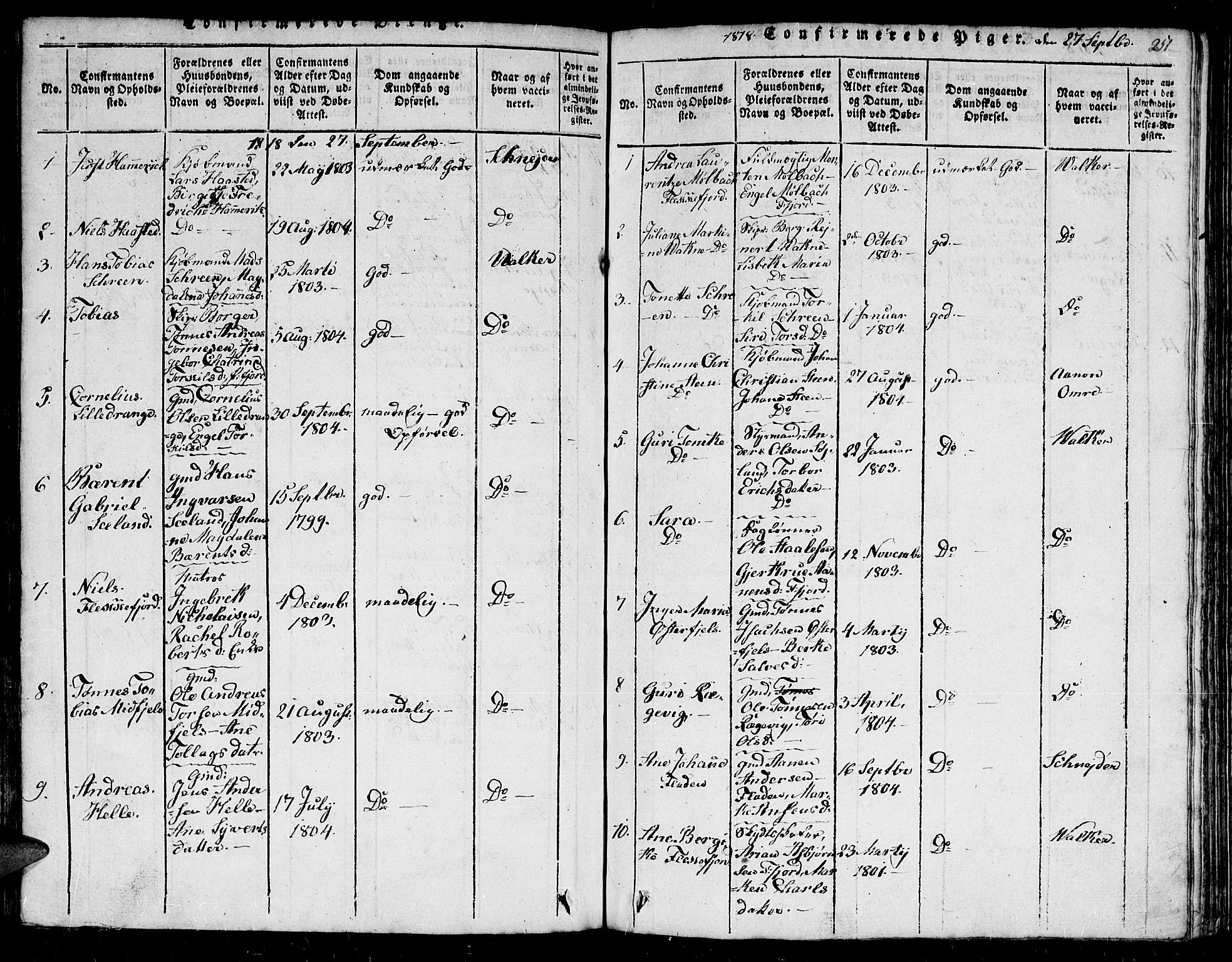 Flekkefjord sokneprestkontor, AV/SAK-1111-0012/F/Fb/Fbc/L0003: Klokkerbok nr. B 3, 1815-1826, s. 251