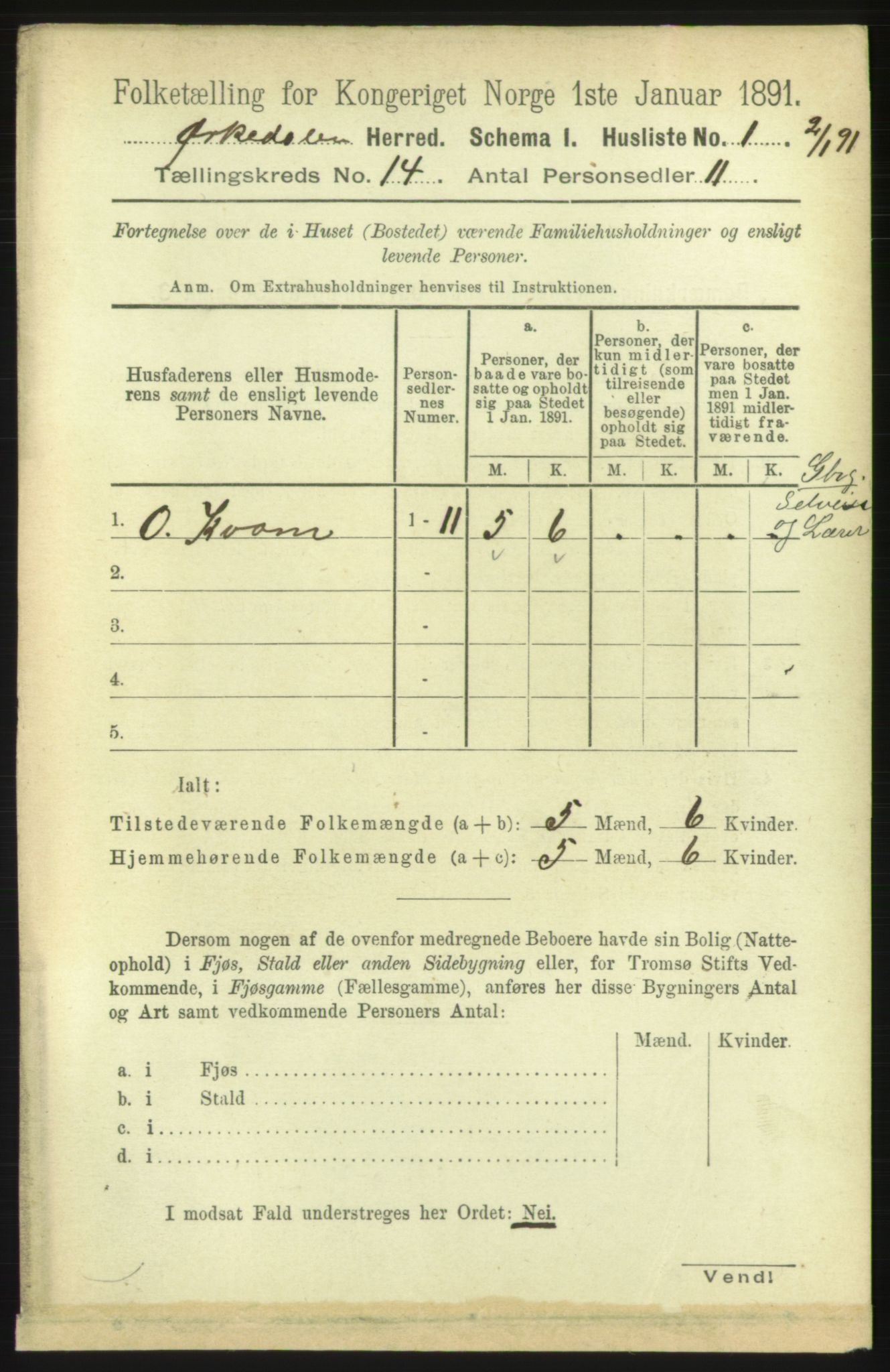 RA, Folketelling 1891 for 1638 Orkdal herred, 1891, s. 6498