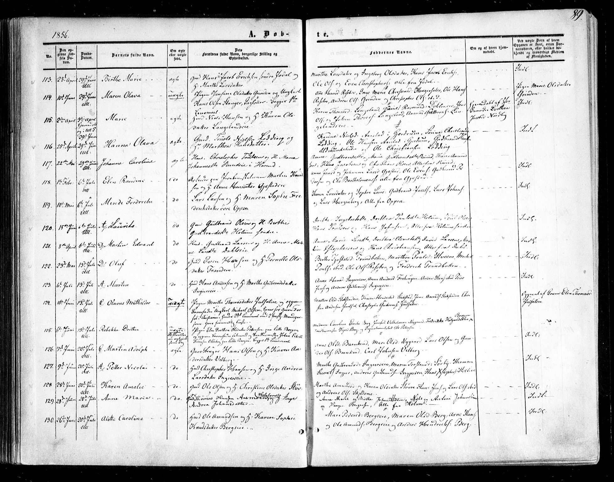 Ullensaker prestekontor Kirkebøker, AV/SAO-A-10236a/F/Fa/L0015.a: Ministerialbok nr. I 15A, 1851-1862, s. 89