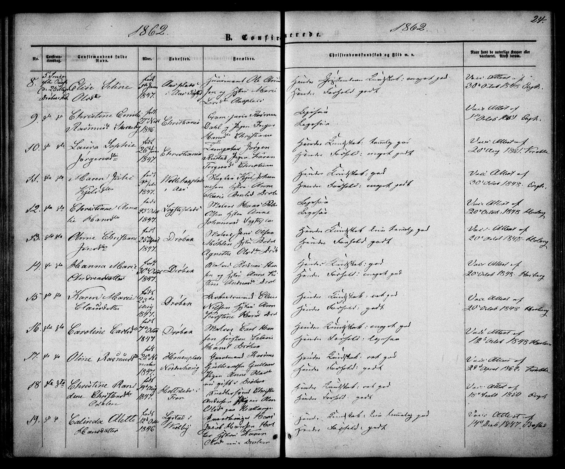 Drøbak prestekontor Kirkebøker, AV/SAO-A-10142a/F/Fa/L0002: Ministerialbok nr. I 2, 1858-1870, s. 24