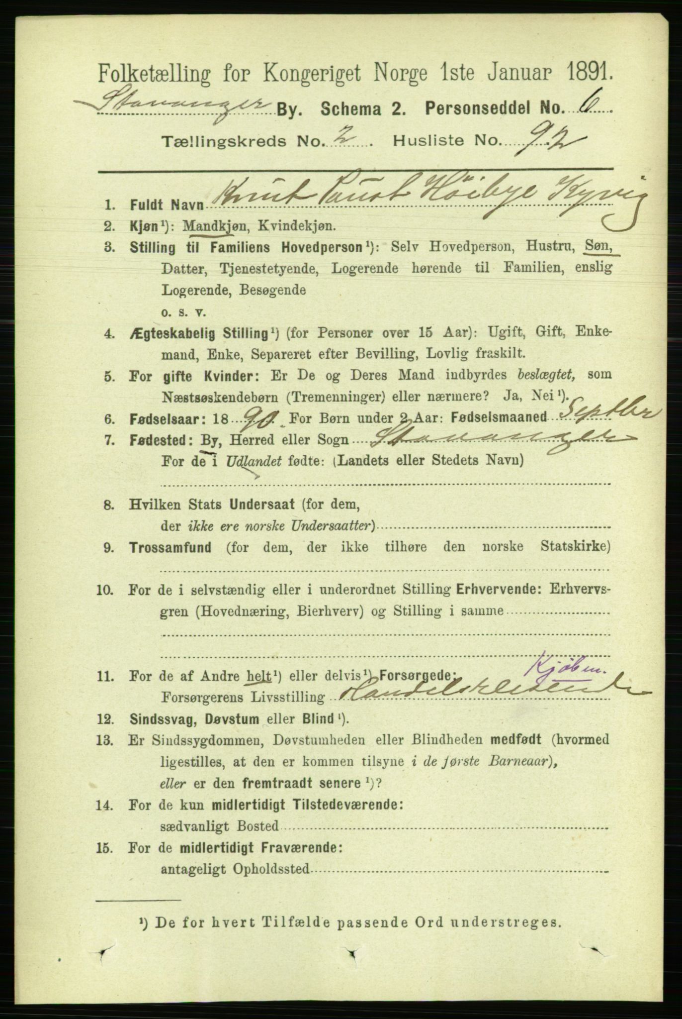 RA, Folketelling 1891 for 1103 Stavanger kjøpstad, 1891, s. 6740