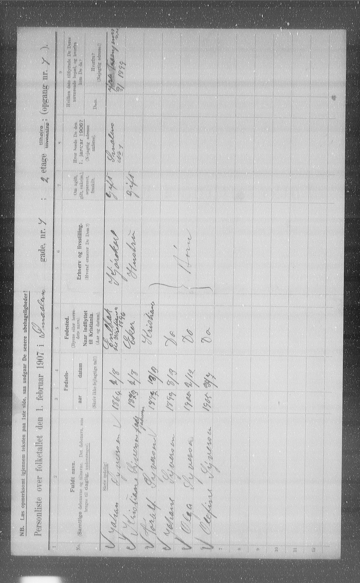 OBA, Kommunal folketelling 1.2.1907 for Kristiania kjøpstad, 1907, s. 49879