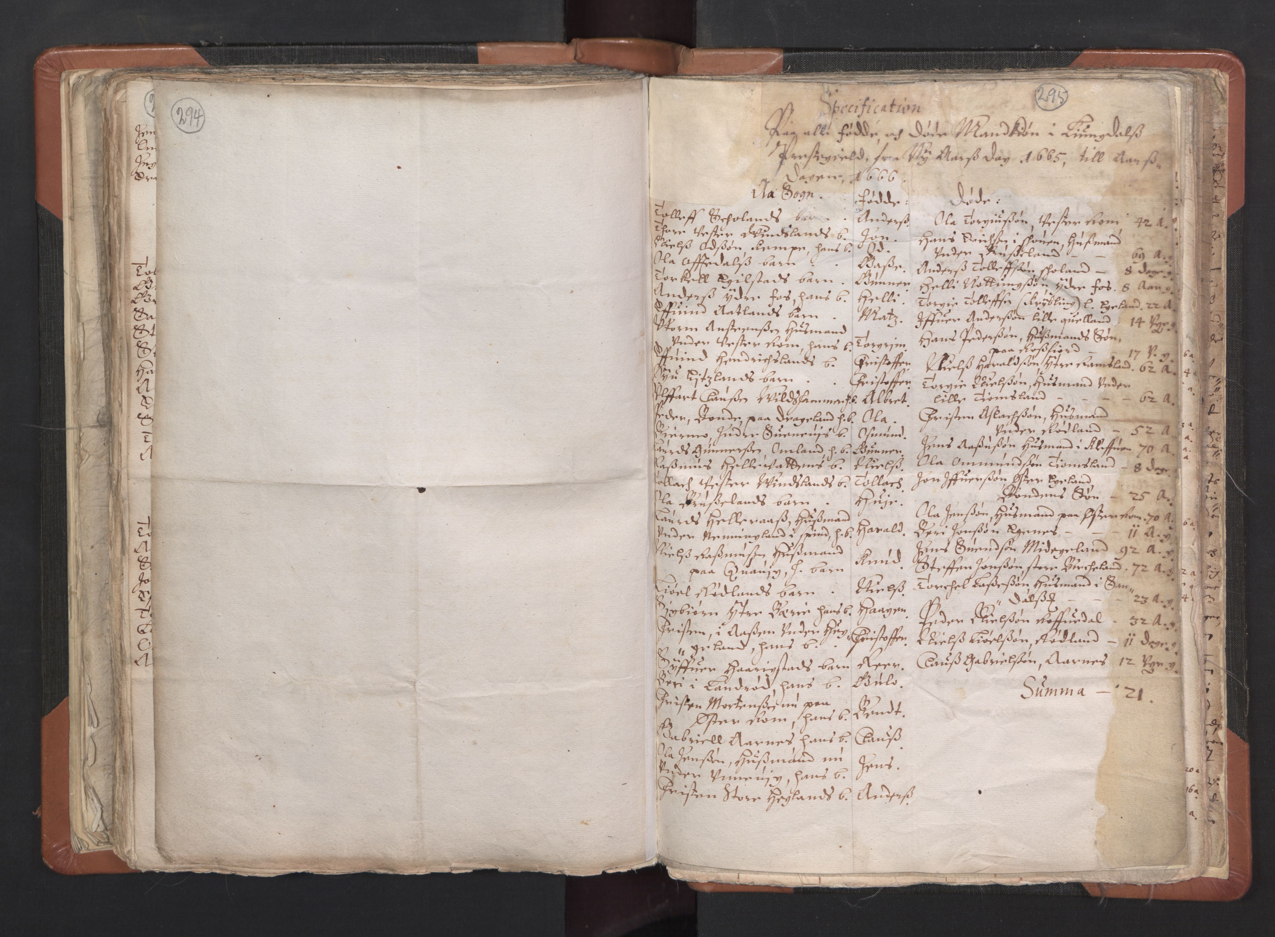 RA, Sogneprestenes manntall 1664-1666, nr. 16: Lista prosti, 1664-1666, s. 294-295