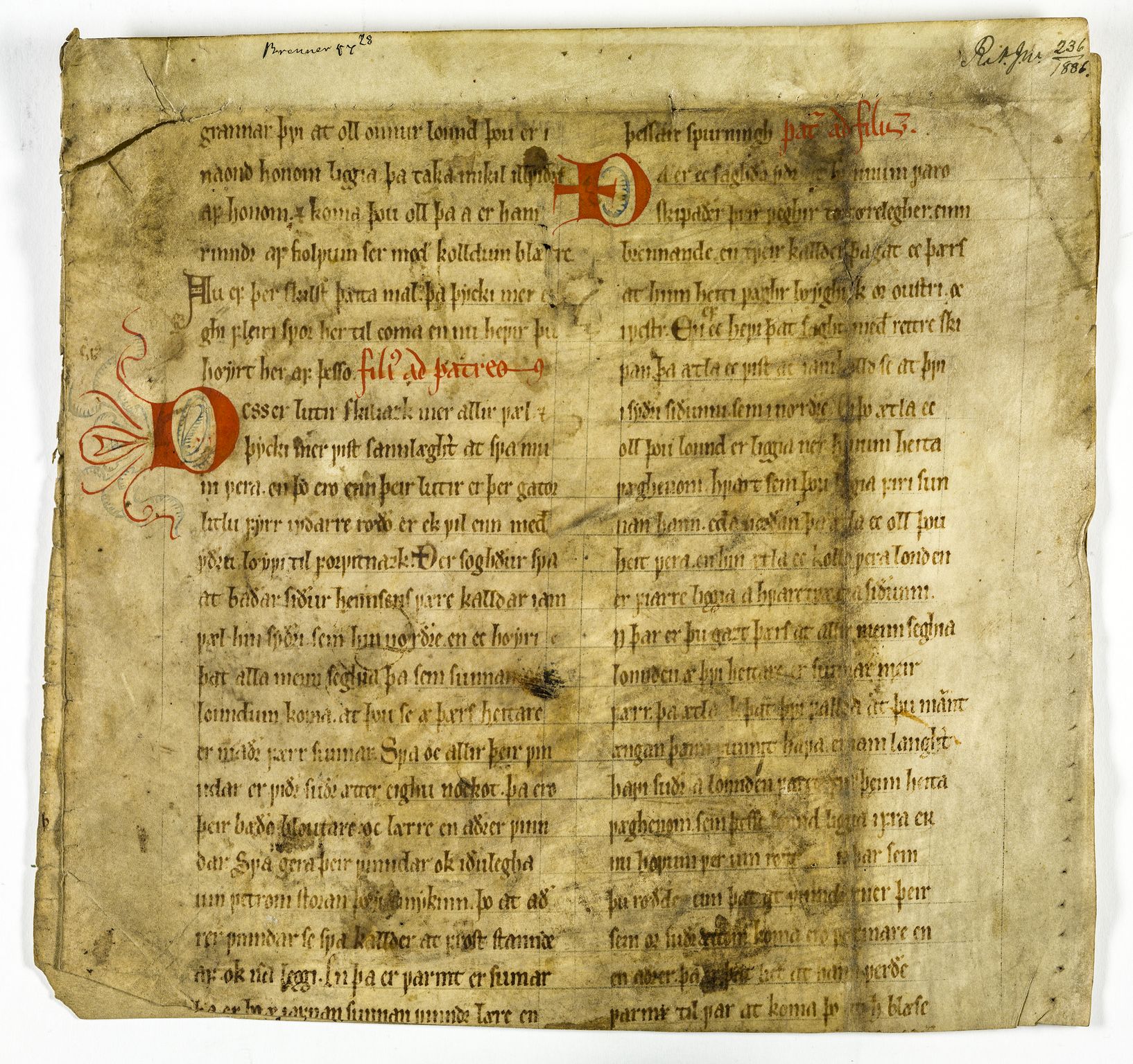 Riksarkivets diplomsamling, AV/RA-EA-5965/F26/L0005: Norrøne membranfragmenter bestand 51-66, 1100-1536, s. 91