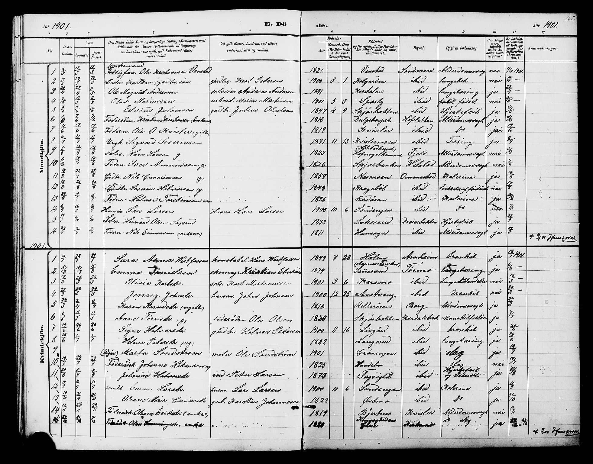 Hof prestekontor, AV/SAH-PREST-038/H/Ha/Hab/L0001: Klokkerbok nr. 1, 1895-1914, s. 165