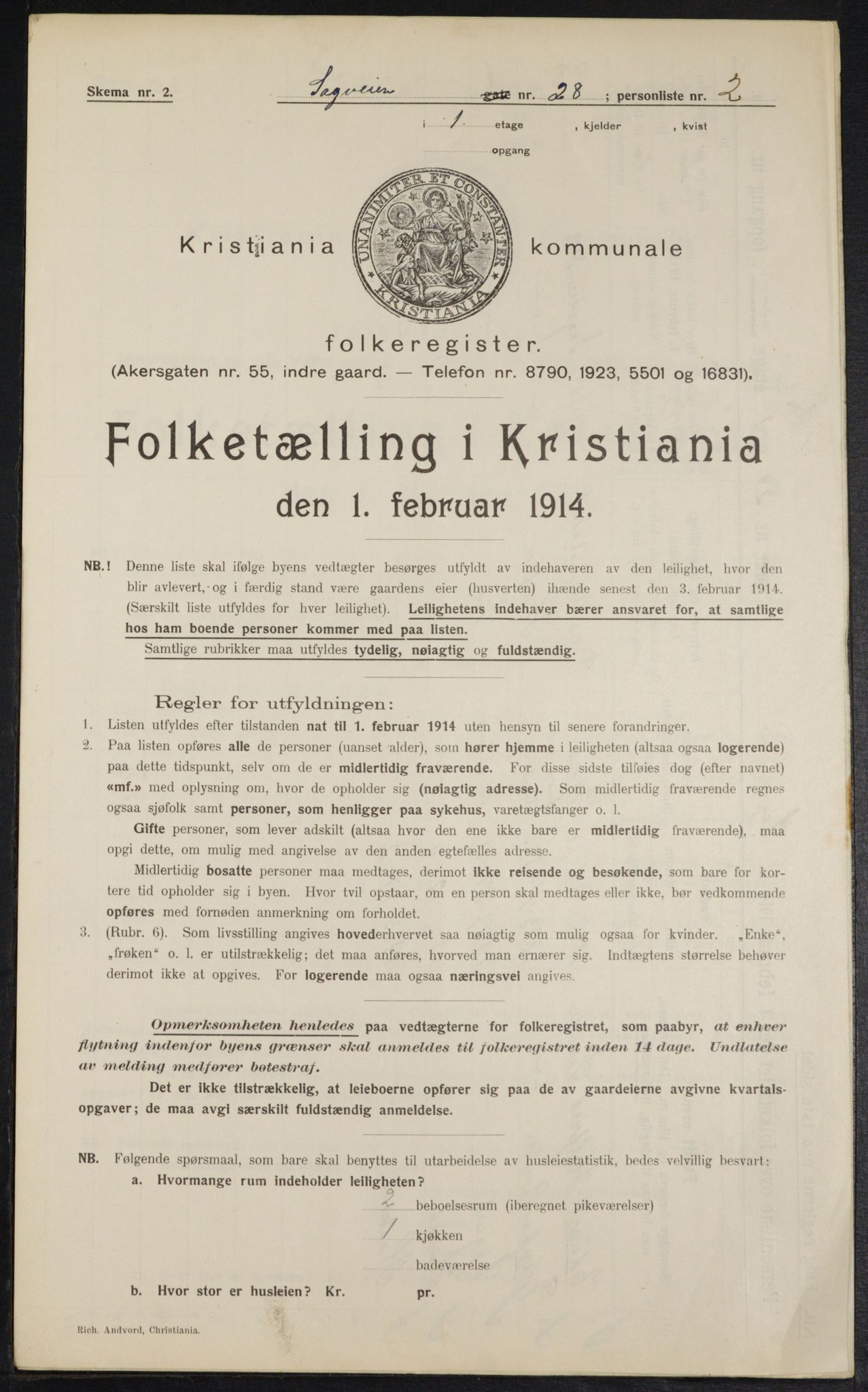 OBA, Kommunal folketelling 1.2.1914 for Kristiania, 1914, s. 86490