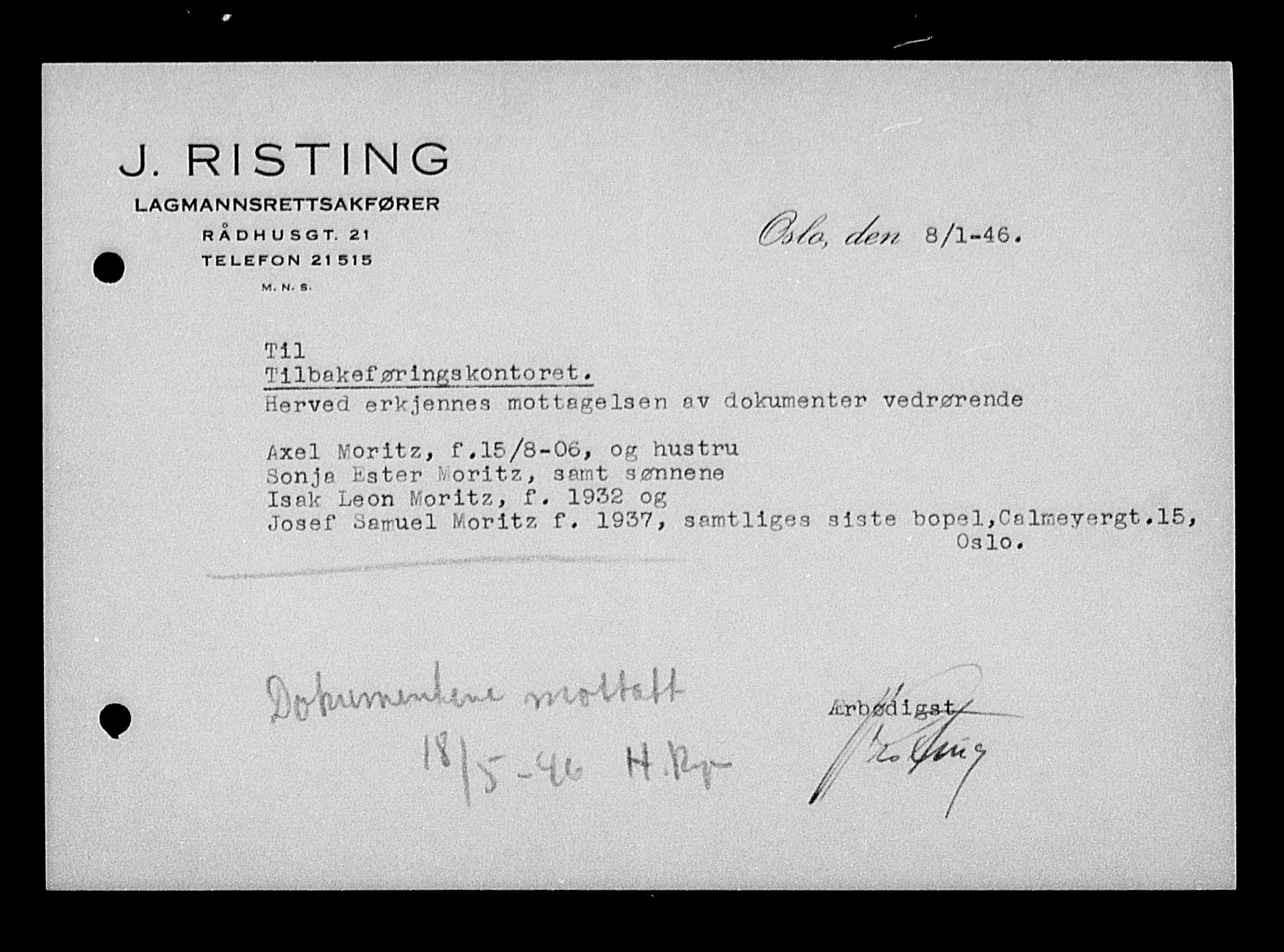 Justisdepartementet, Tilbakeføringskontoret for inndratte formuer, AV/RA-S-1564/H/Hc/Hcc/L0966: --, 1945-1947, s. 28