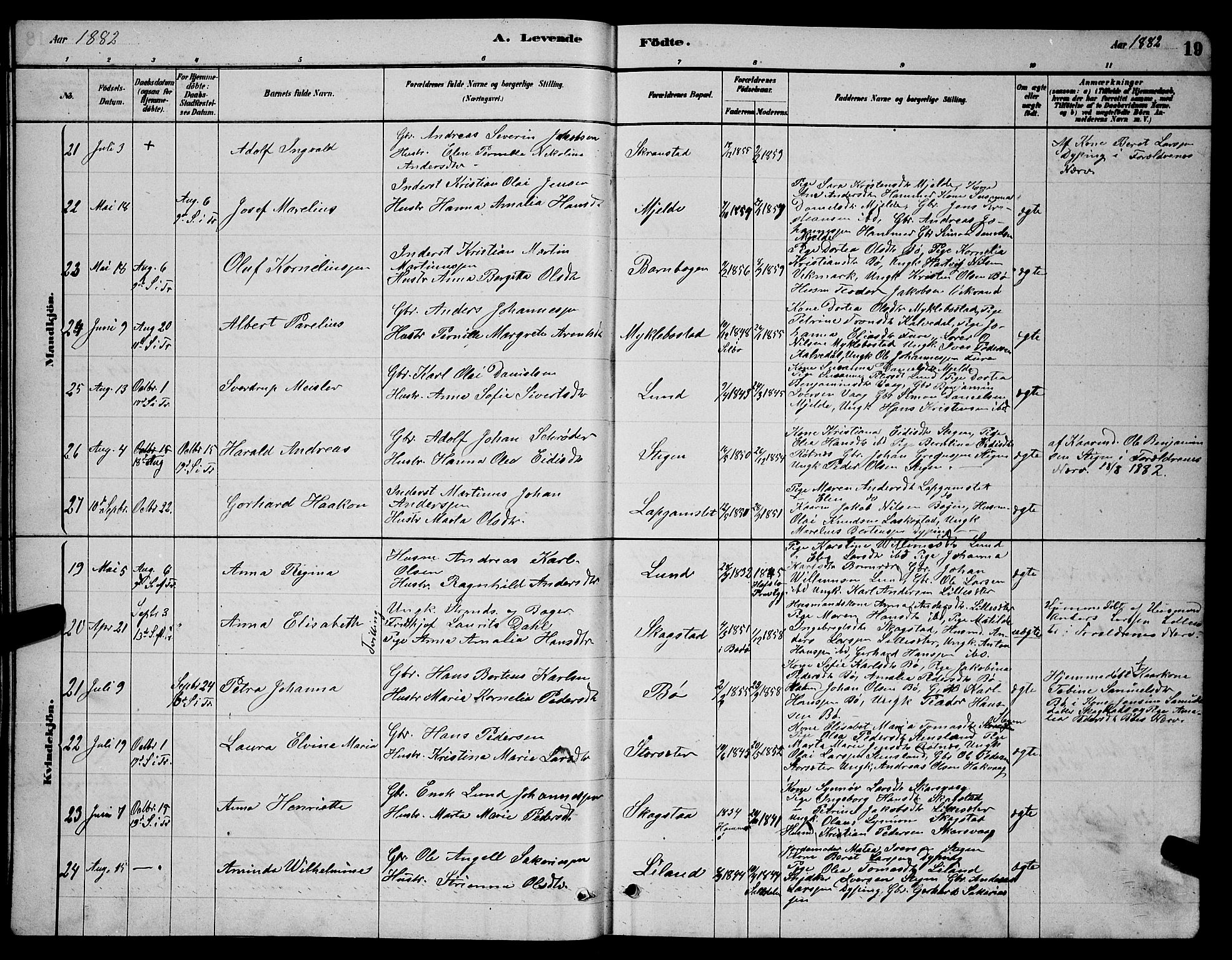 Ministerialprotokoller, klokkerbøker og fødselsregistre - Nordland, AV/SAT-A-1459/855/L0816: Klokkerbok nr. 855C05, 1879-1894, s. 19