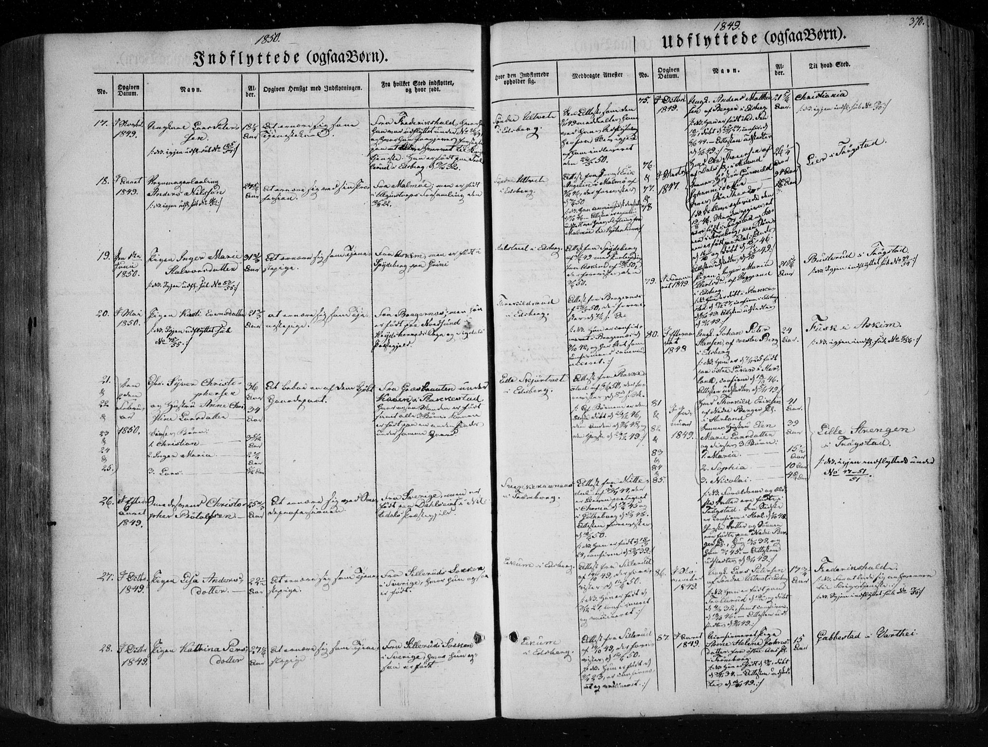Eidsberg prestekontor Kirkebøker, AV/SAO-A-10905/F/Fa/L0009: Ministerialbok nr. I 9, 1849-1856, s. 370