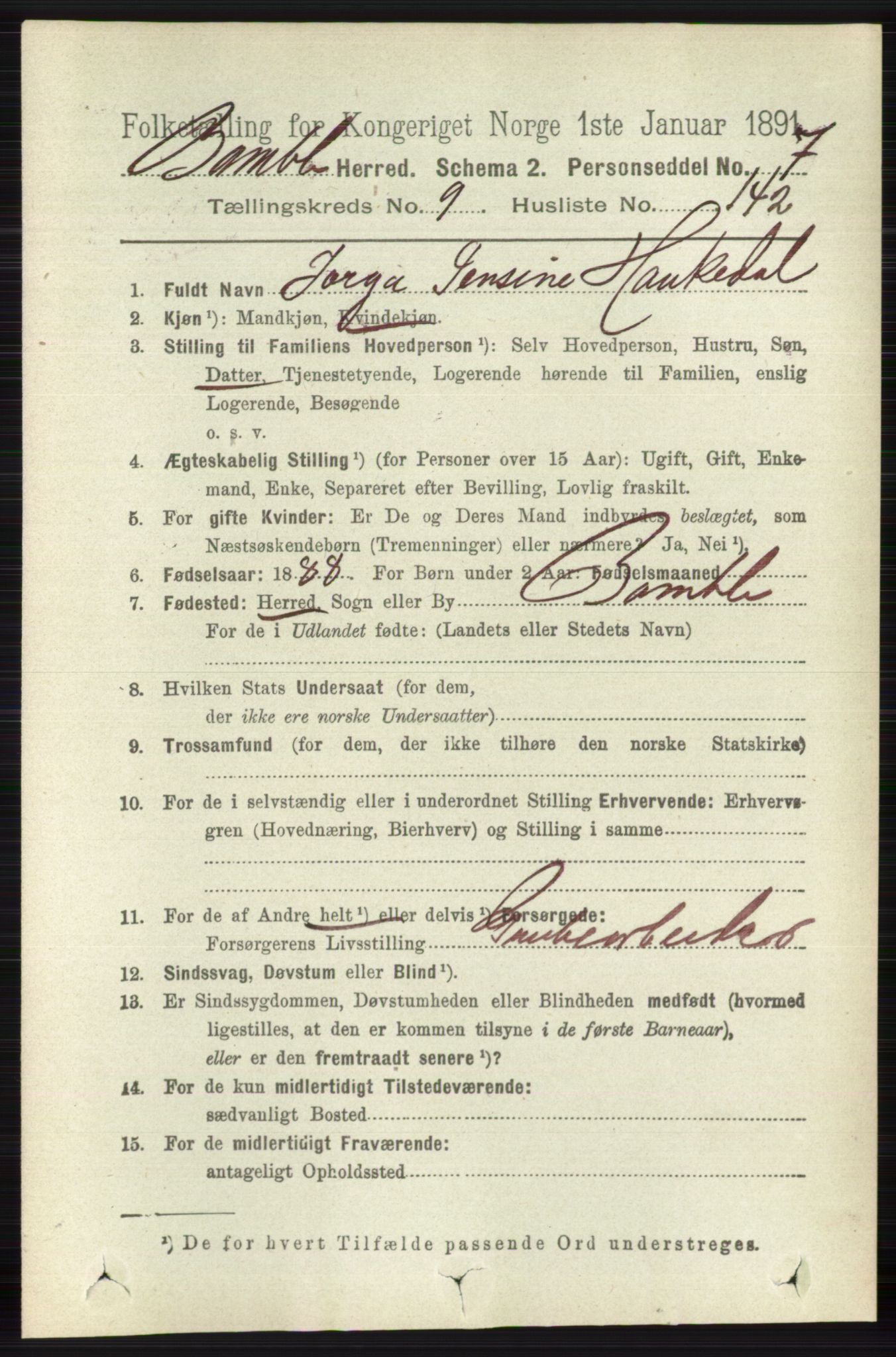 RA, Folketelling 1891 for 0814 Bamble herred, 1891, s. 5375