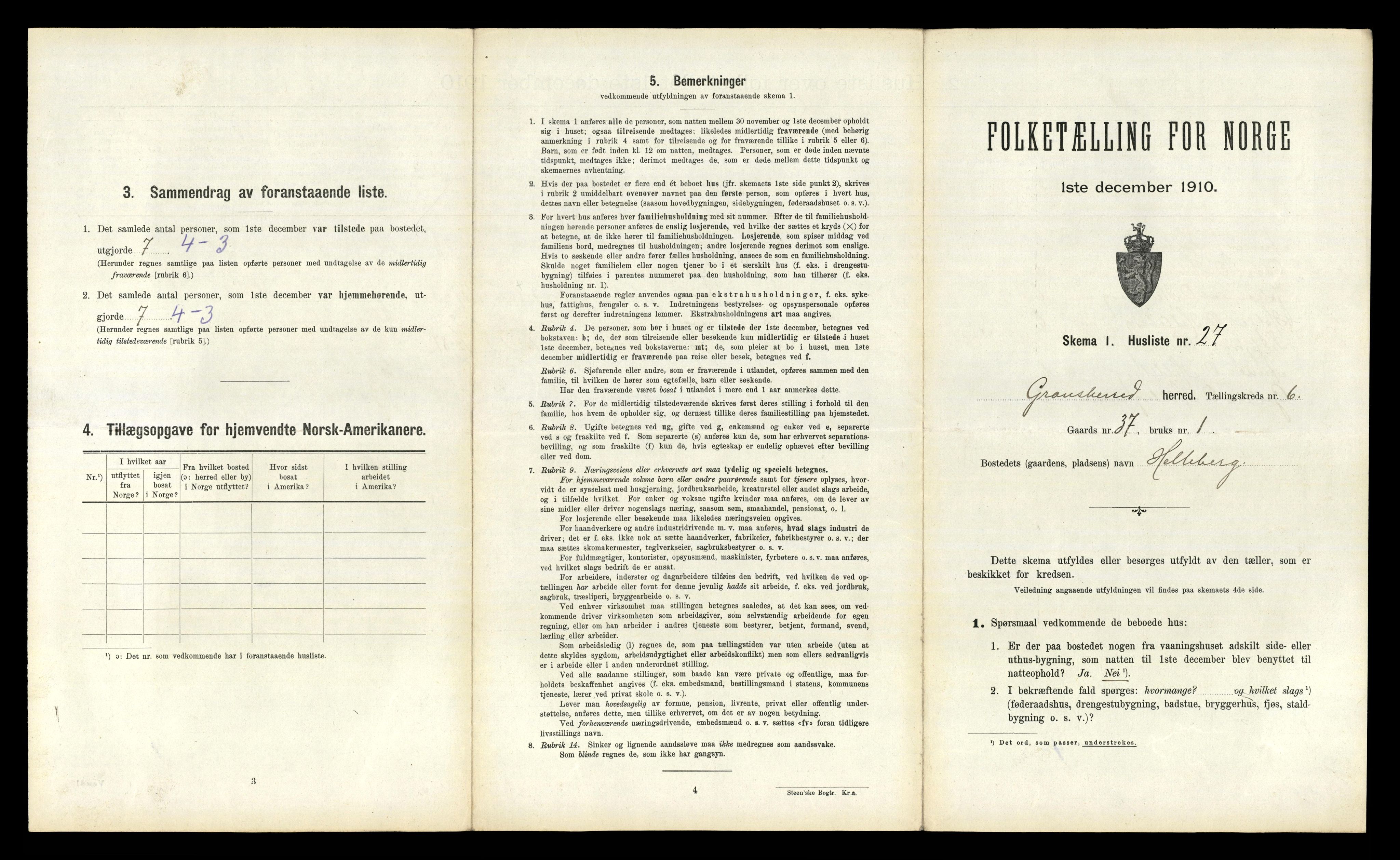 RA, Folketelling 1910 for 0824 Gransherad herred, 1910, s. 474